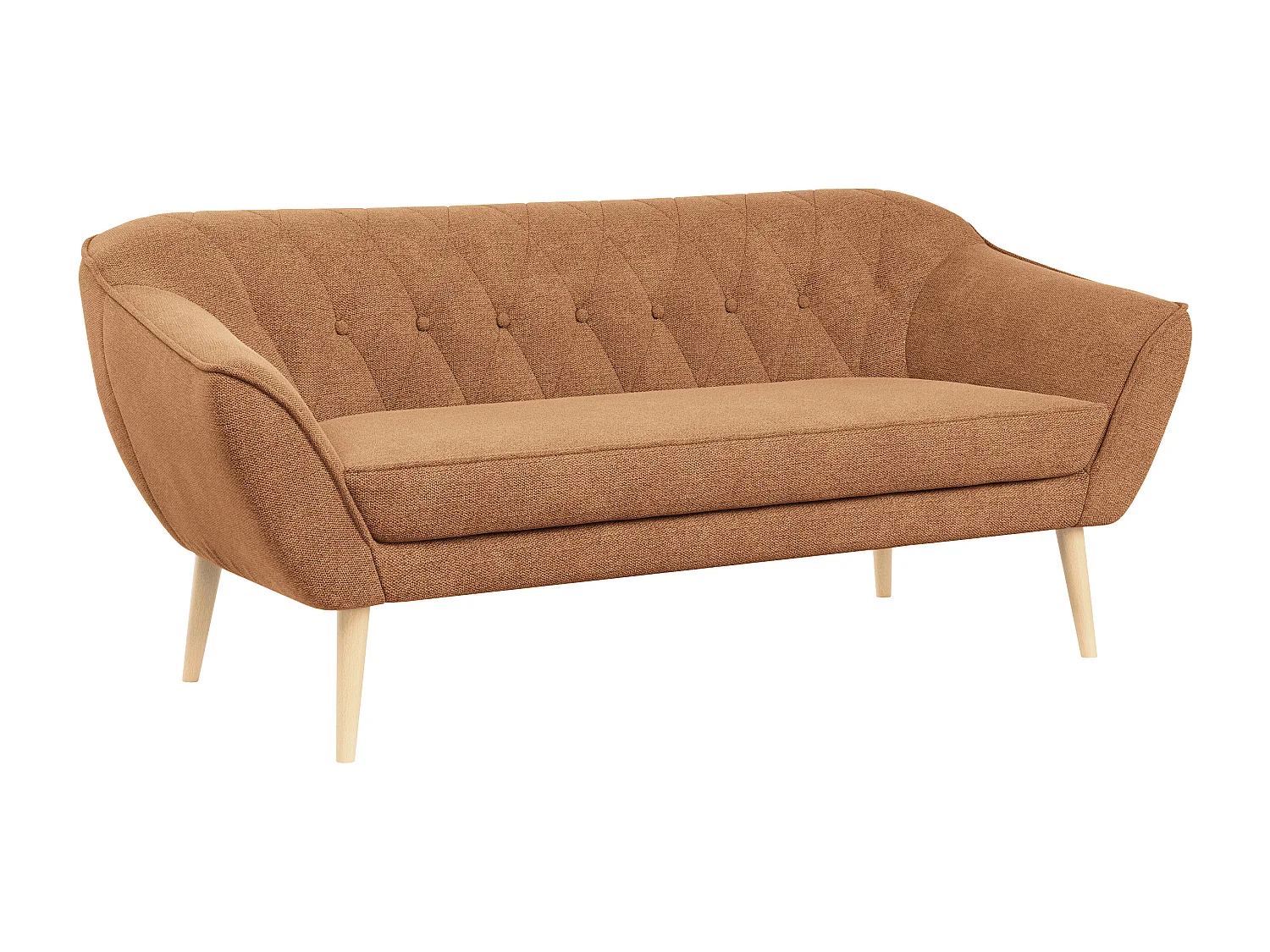 Sofa PIRS - 3-Sitzer Skandinavischer Sofa, mit Armlehnen, Holzbeine - Orange Stukture