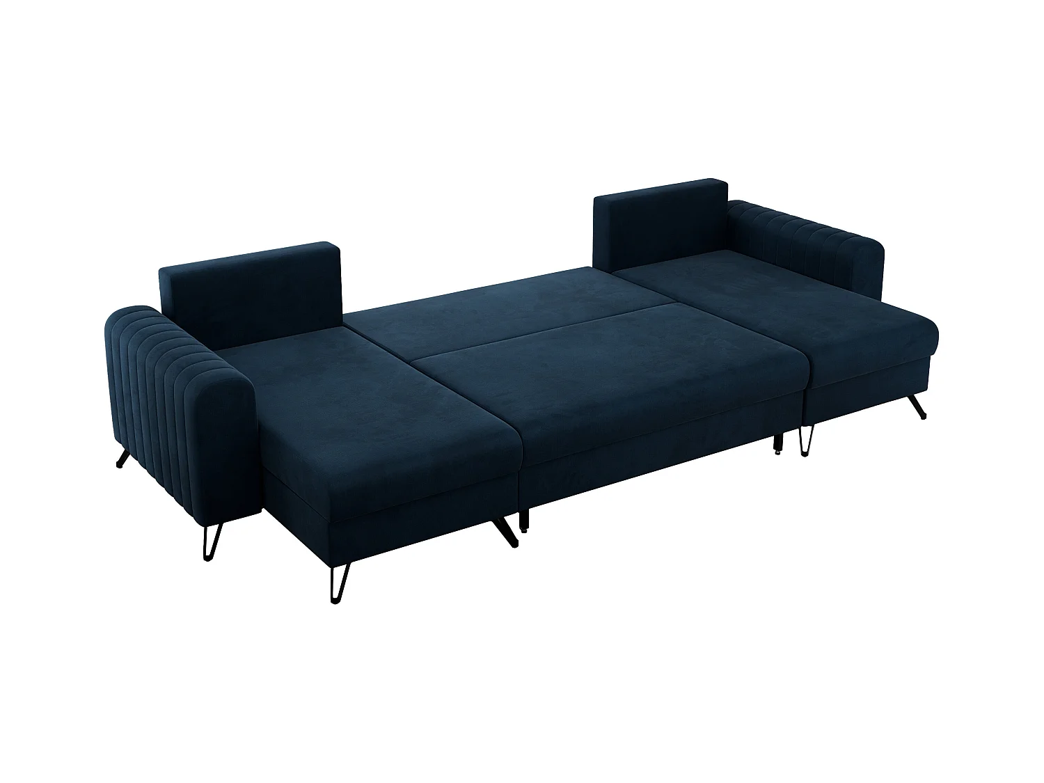 Ecksofa AXEL U, lose kissen, Ecksofa l-förmig, schlaffunktion und Bettkästen - Dunkelblau Velvet