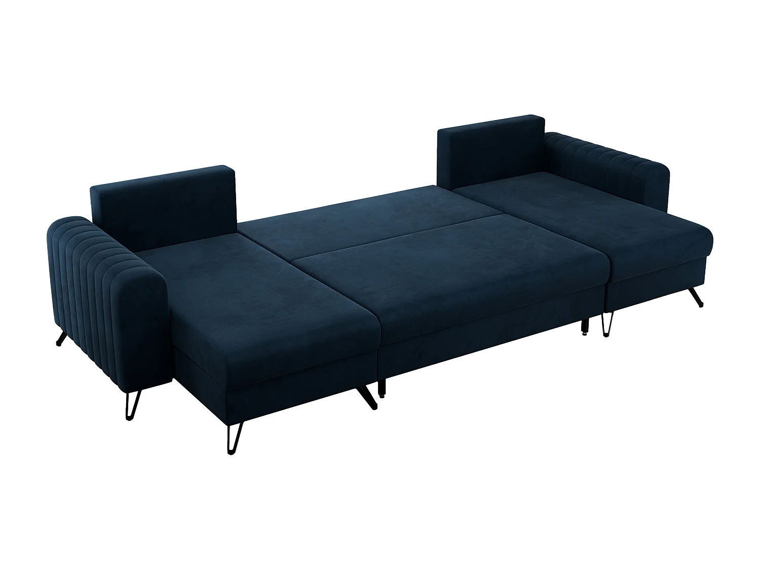 Ecksofa AXEL U, lose kissen, Ecksofa l-förmig, schlaffunktion und Bettkästen - Dunkelblau Velvet