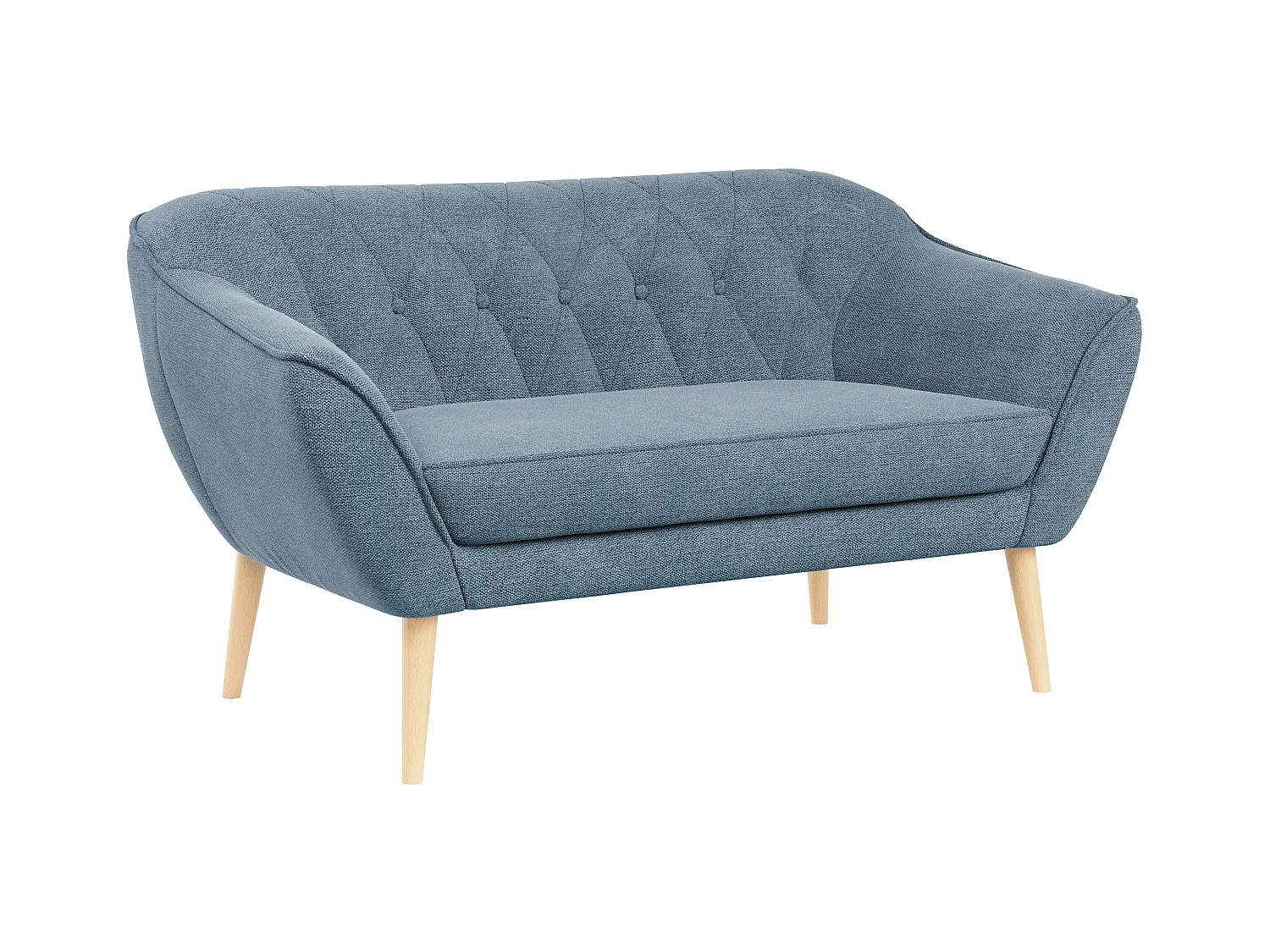 Sofa PIRS - 2-Sitzer, mit Armlehnen, Skandinavisches Design - Blau Stukture