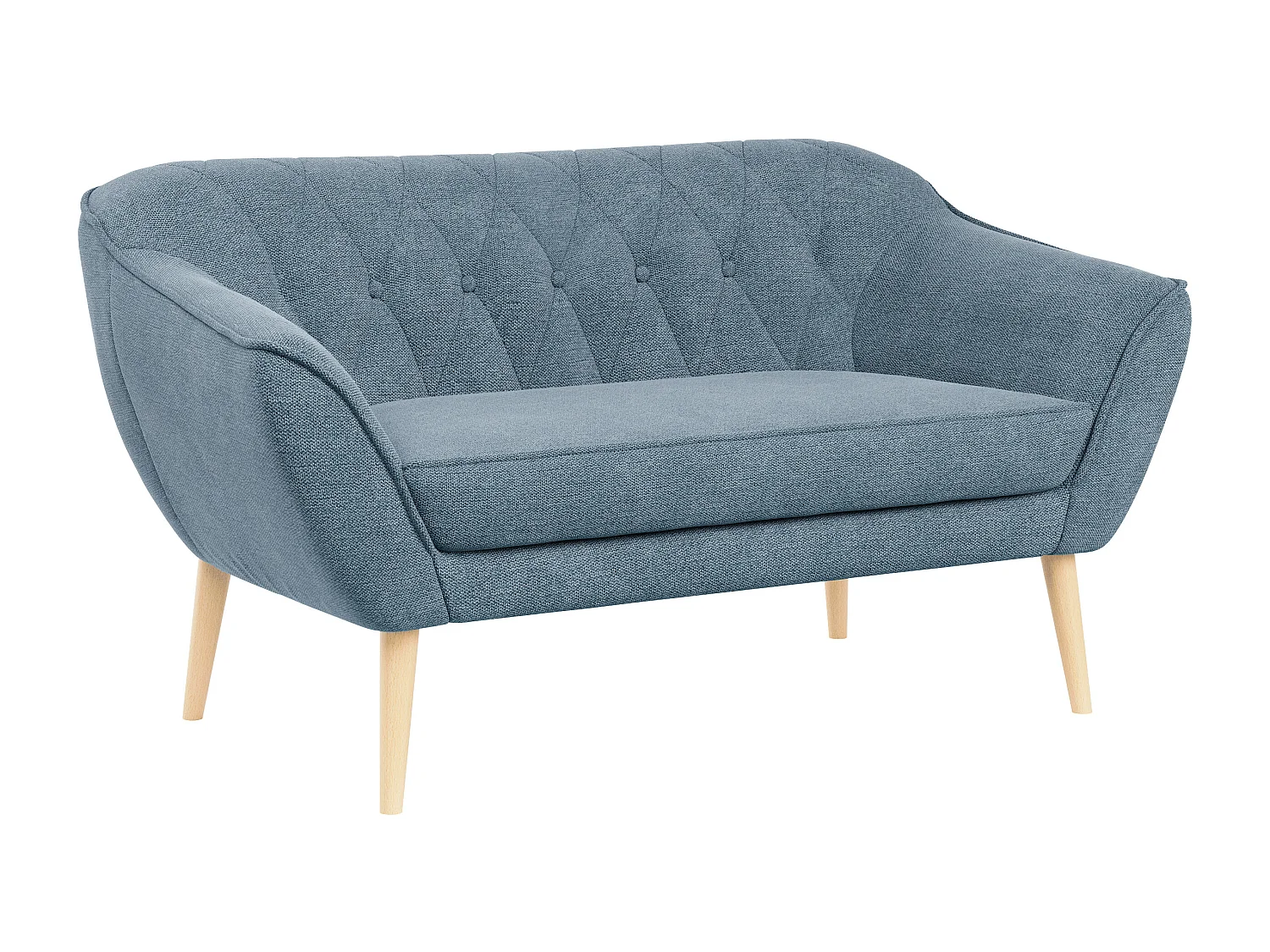 Sofa PIRS - 2-Sitzer, mit Armlehnen, Skandinavisches Design - Blau Stukture