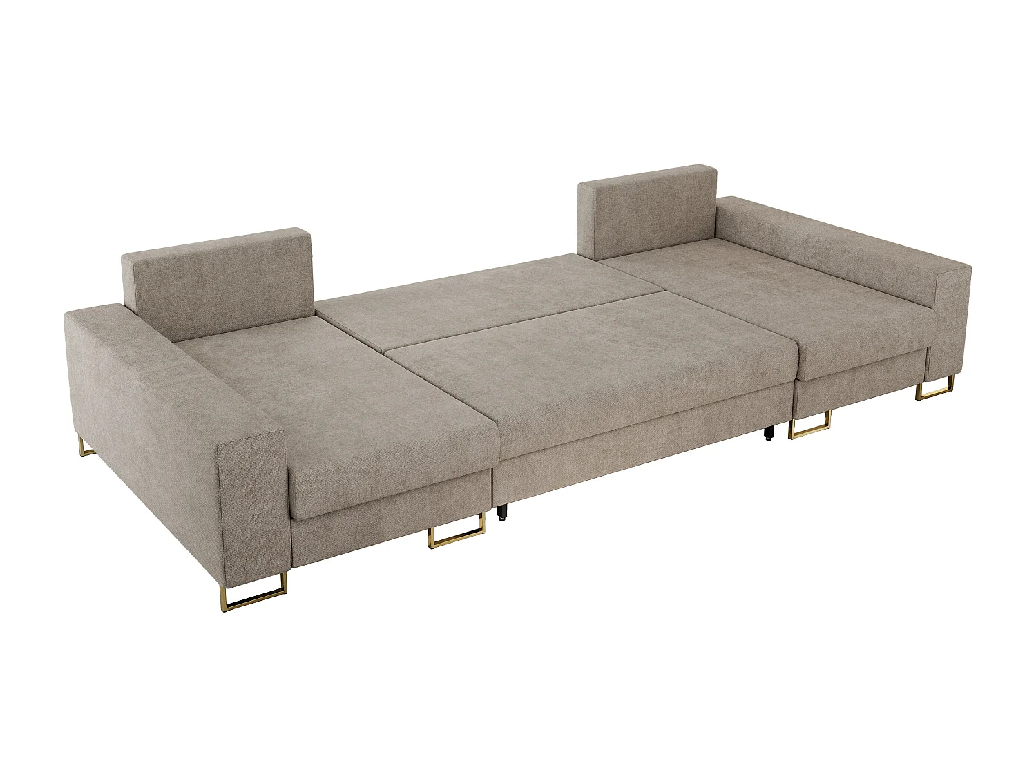 Ecksofa DORIAN U, Wohnlandschaft, Ecksofa mit Armlehnen, schlaffunktion und Bettkästen - Beige Struktur