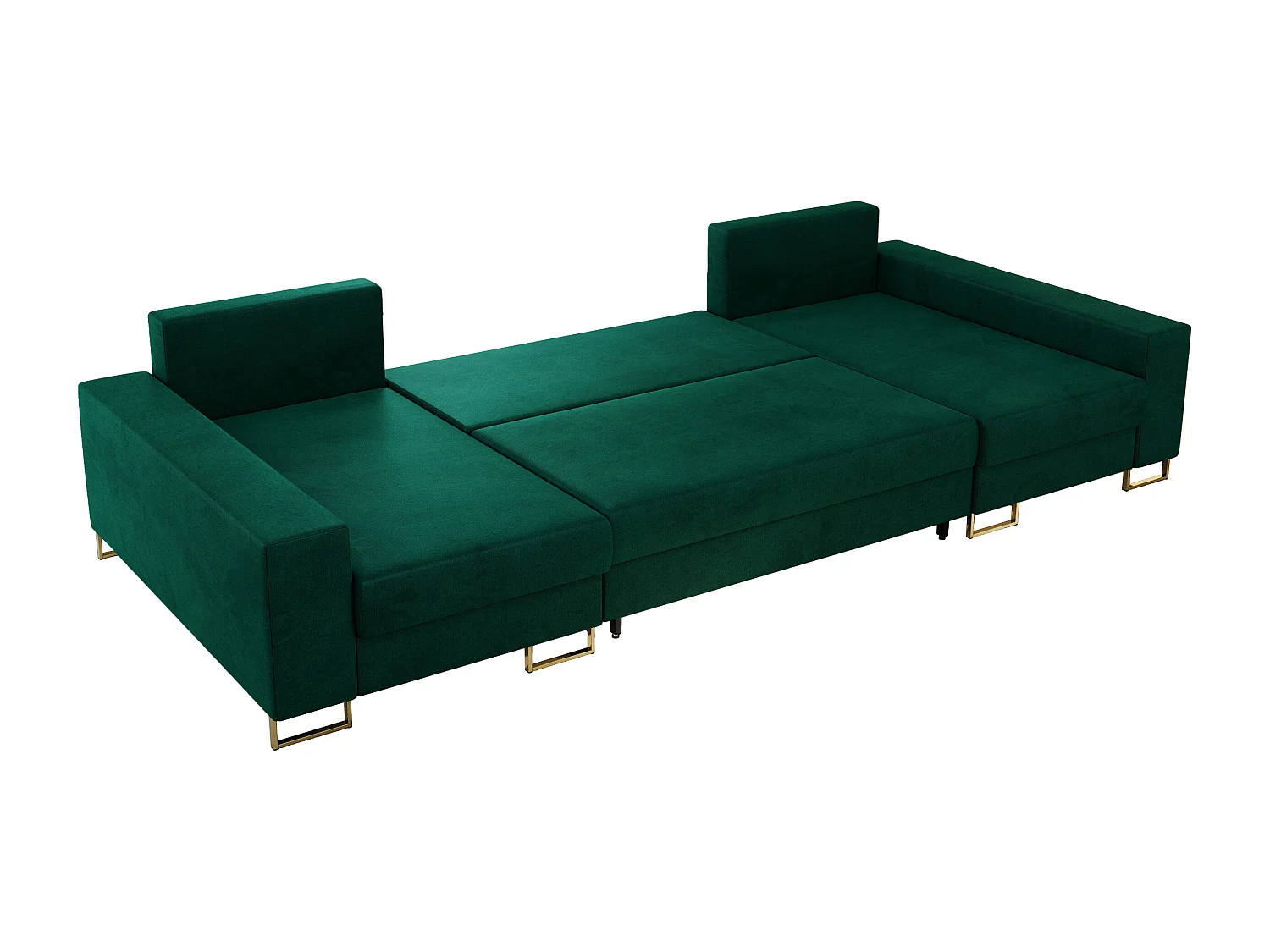 Ecksofa DORIAN U, Wohnlandschaft, Ecksofa mit Armlehnen, schlaffunktion und Bettkästen - Dunkelgrün Velvet