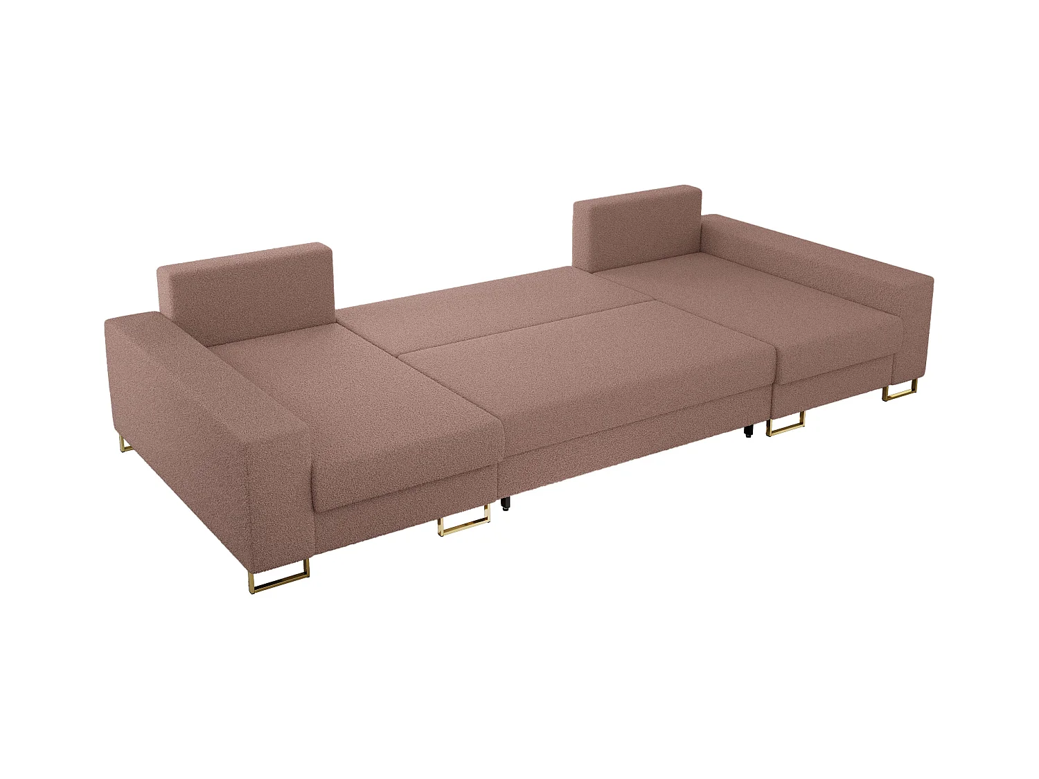 Ecksofa DORIAN U, Wohnlandschaft, Ecksofa mit Armlehnen, schlaffunktion und Bettkästen - Rosa Boucle