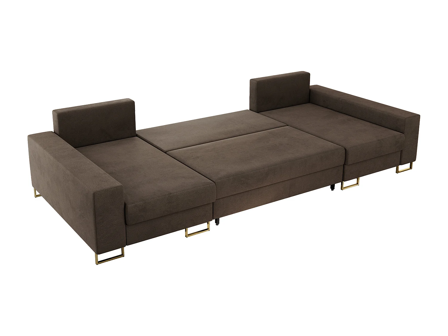 Ecksofa DORIAN U, Wohnlandschaft, Ecksofa mit Armlehnen, schlaffunktion und Bettkästen - Braun Velvet
