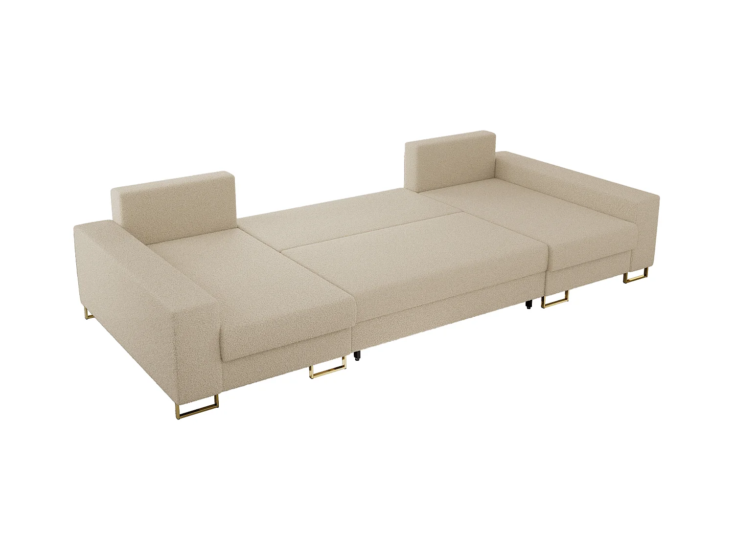 Ecksofa DORIAN U, Wohnlandschaft, Ecksofa mit Armlehnen, schlaffunktion und Bettkästen - Beige Boucle