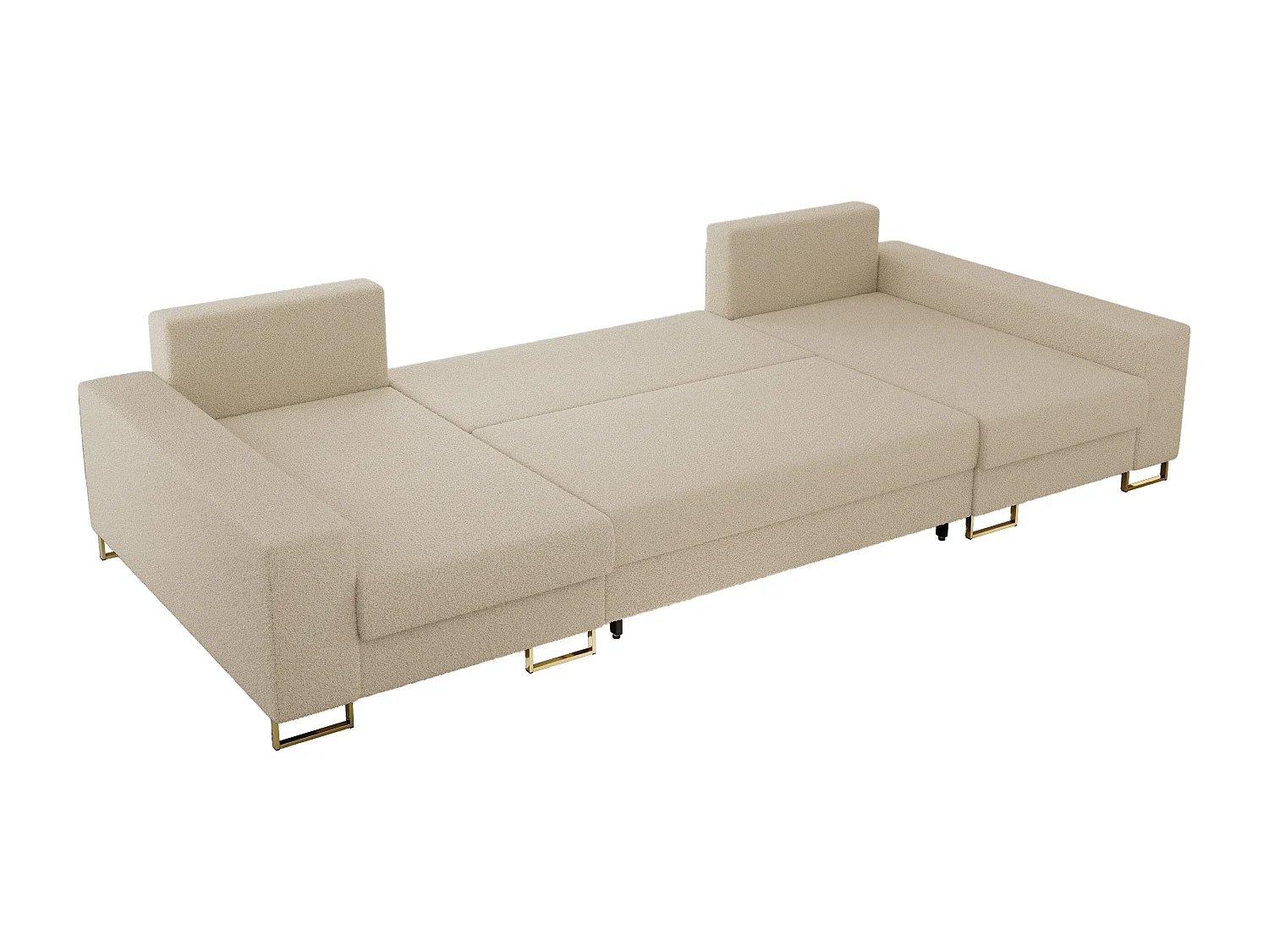 Ecksofa DORIAN U, Wohnlandschaft, Ecksofa mit Armlehnen, schlaffunktion und Bettkästen - Beige Boucle