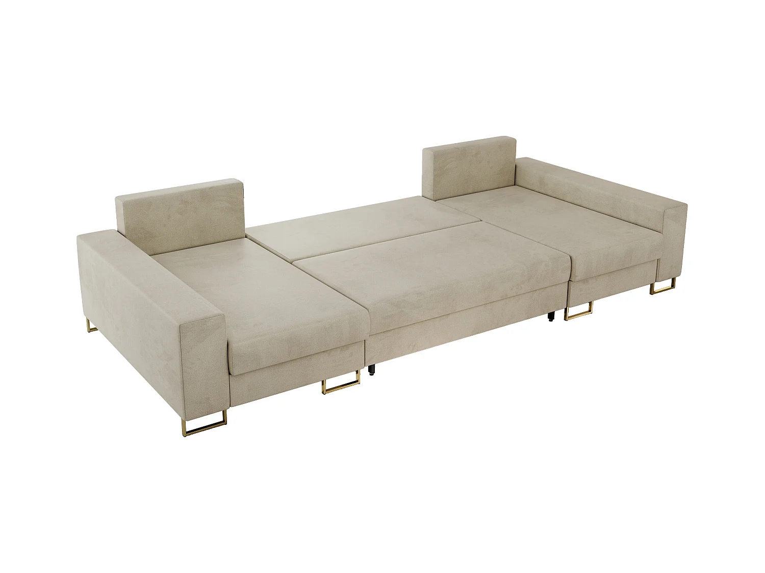Ecksofa DORIAN U, Wohnlandschaft, Ecksofa mit Armlehnen, schlaffunktion und Bettkästen - Beige Velvet