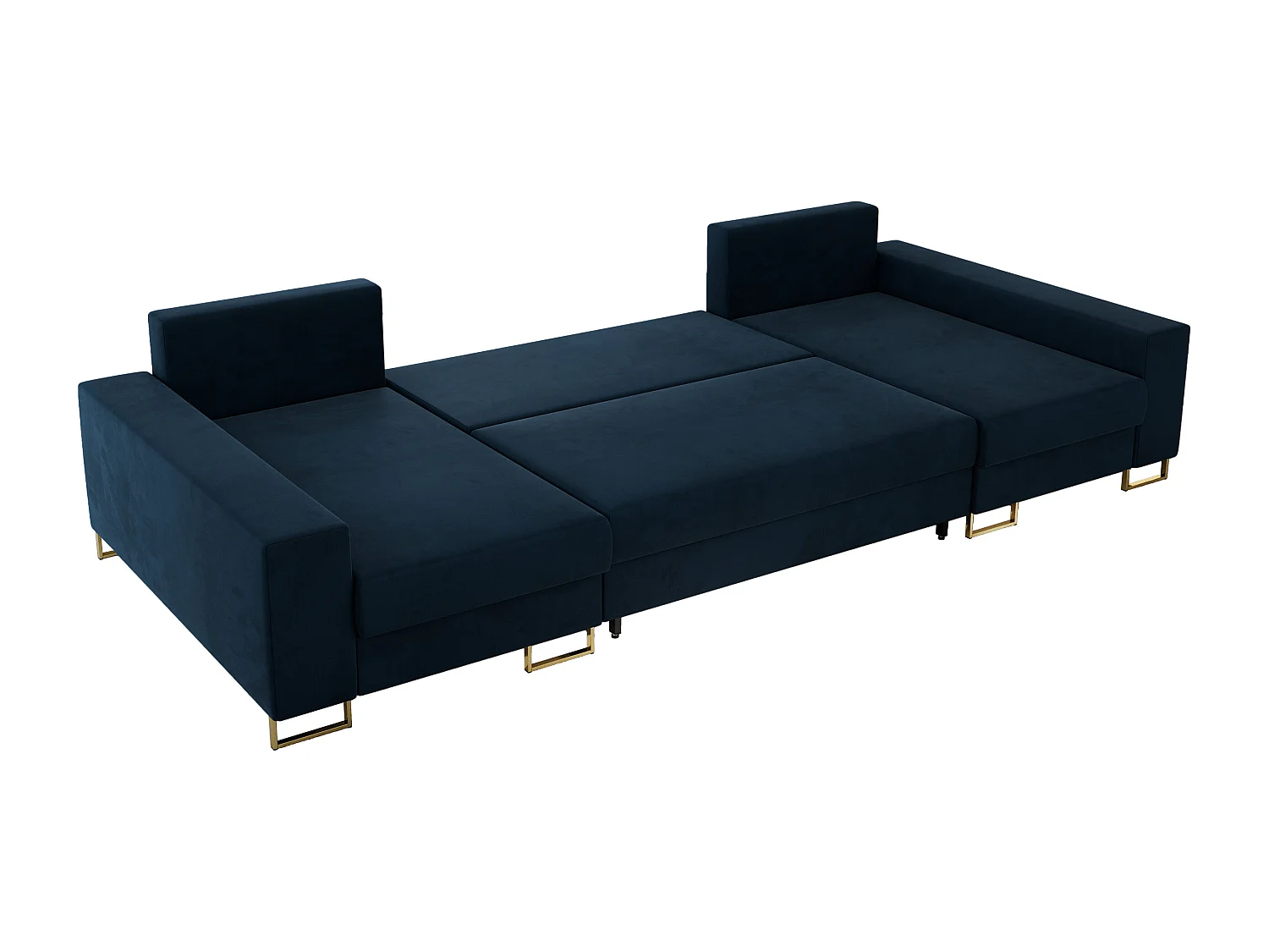 Ecksofa DORIAN U, Wohnlandschaft, Ecksofa mit Armlehnen, schlaffunktion und Bettkästen - Dunkelblau Velvet