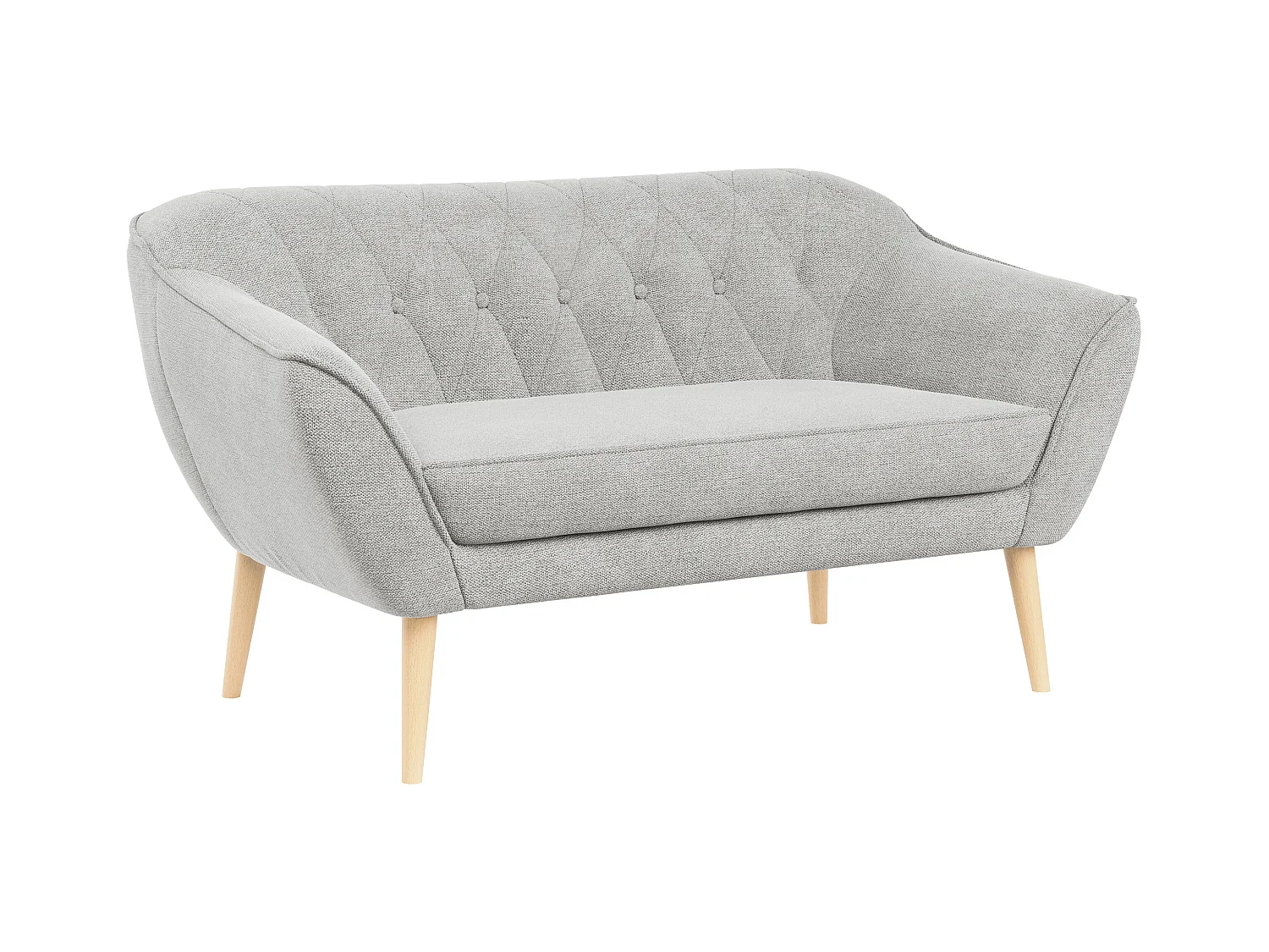 Sofa PIRS - 2-Sitzer, mit Armlehnen, Skandinavisches Design - Hellgrau Stukture