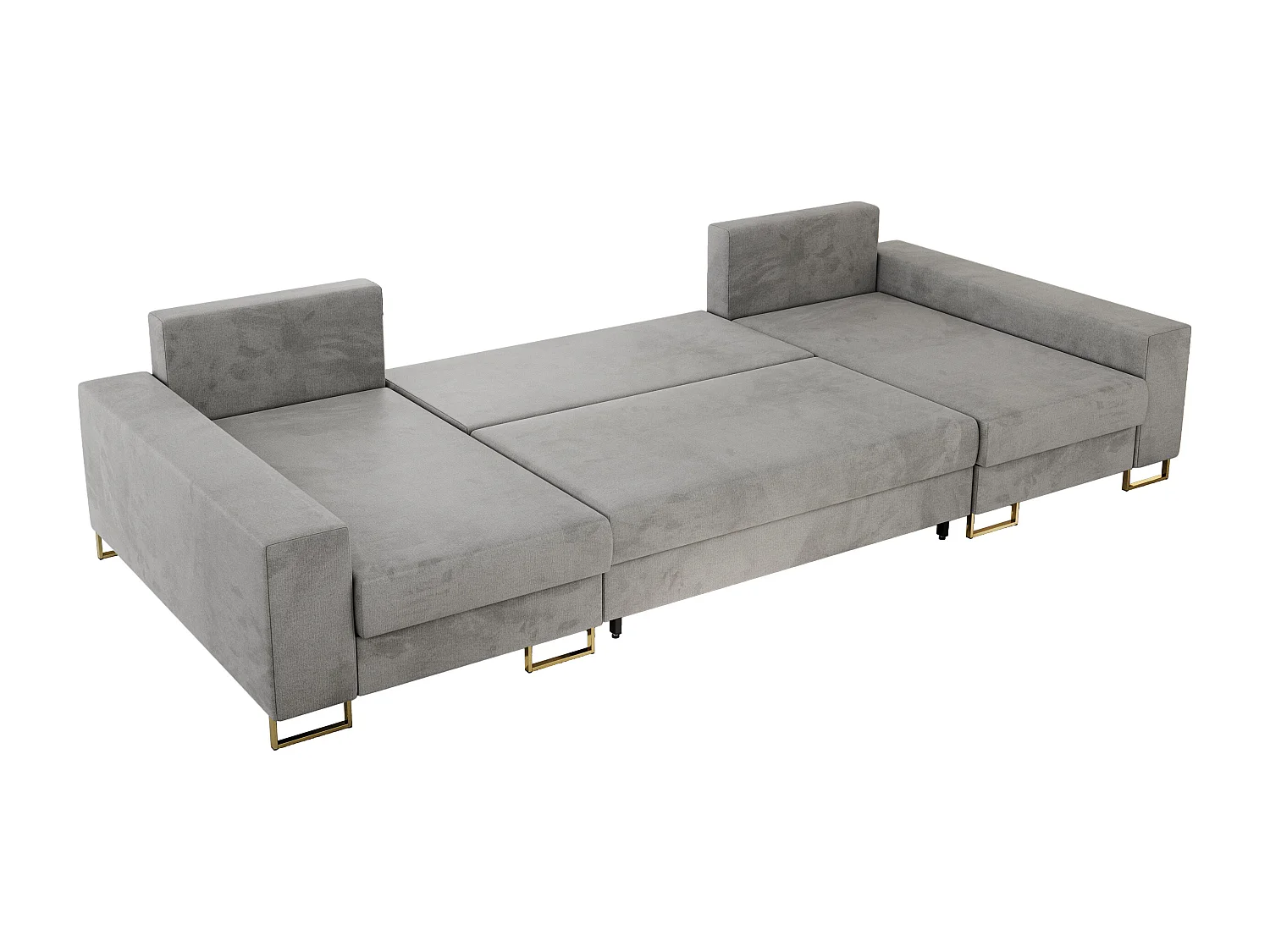 Ecksofa DORIAN U, Wohnlandschaft, Ecksofa mit Armlehnen, schlaffunktion und Bettkästen - Hellgrau Velvet