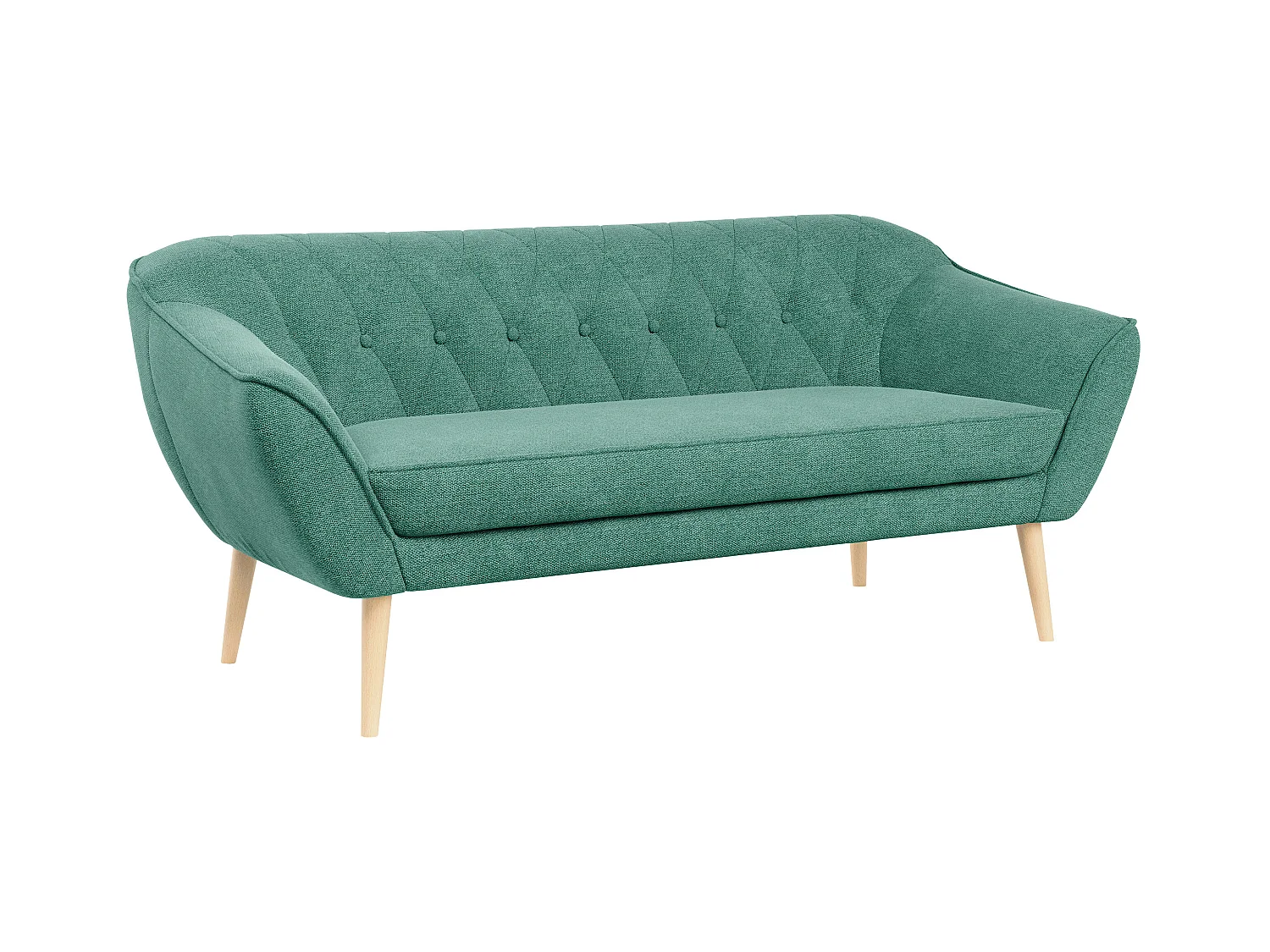 Sofa PIRS - 3-Sitzer Skandinavischer Sofa, mit Armlehnen, Holzbeine - Grün Stukture