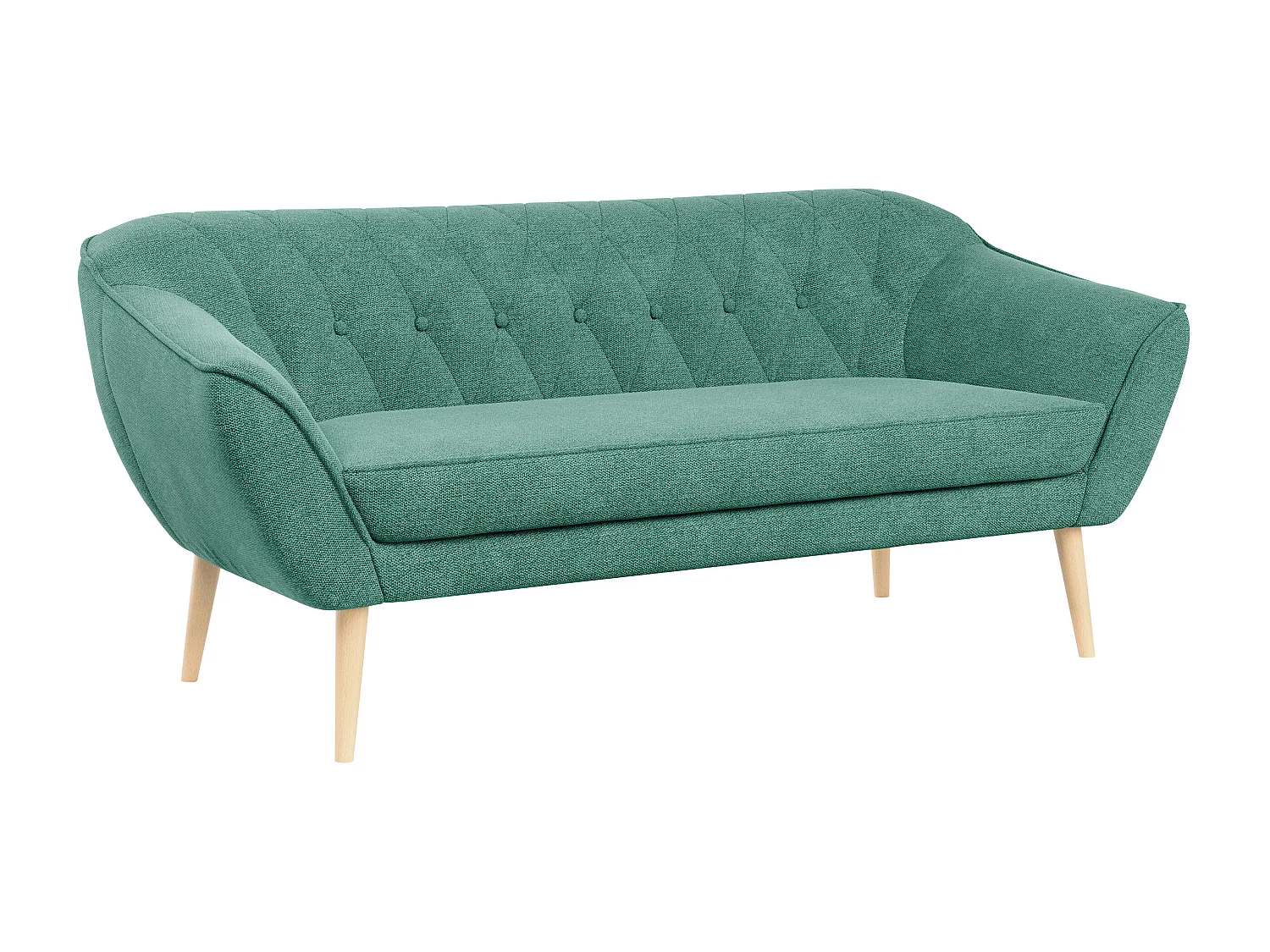 Sofa PIRS - 3-Sitzer Skandinavischer Sofa, mit Armlehnen, Holzbeine - Grün Stukture