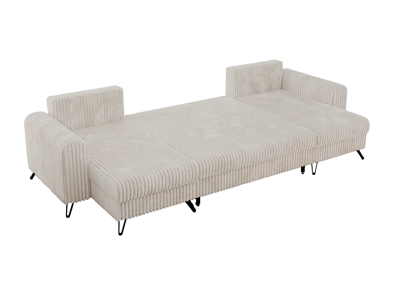 Ecksofa AXEL U, lose kissen, Ecksofa l-förmig, schlaffunktion und Bettkästen - Beige Cord