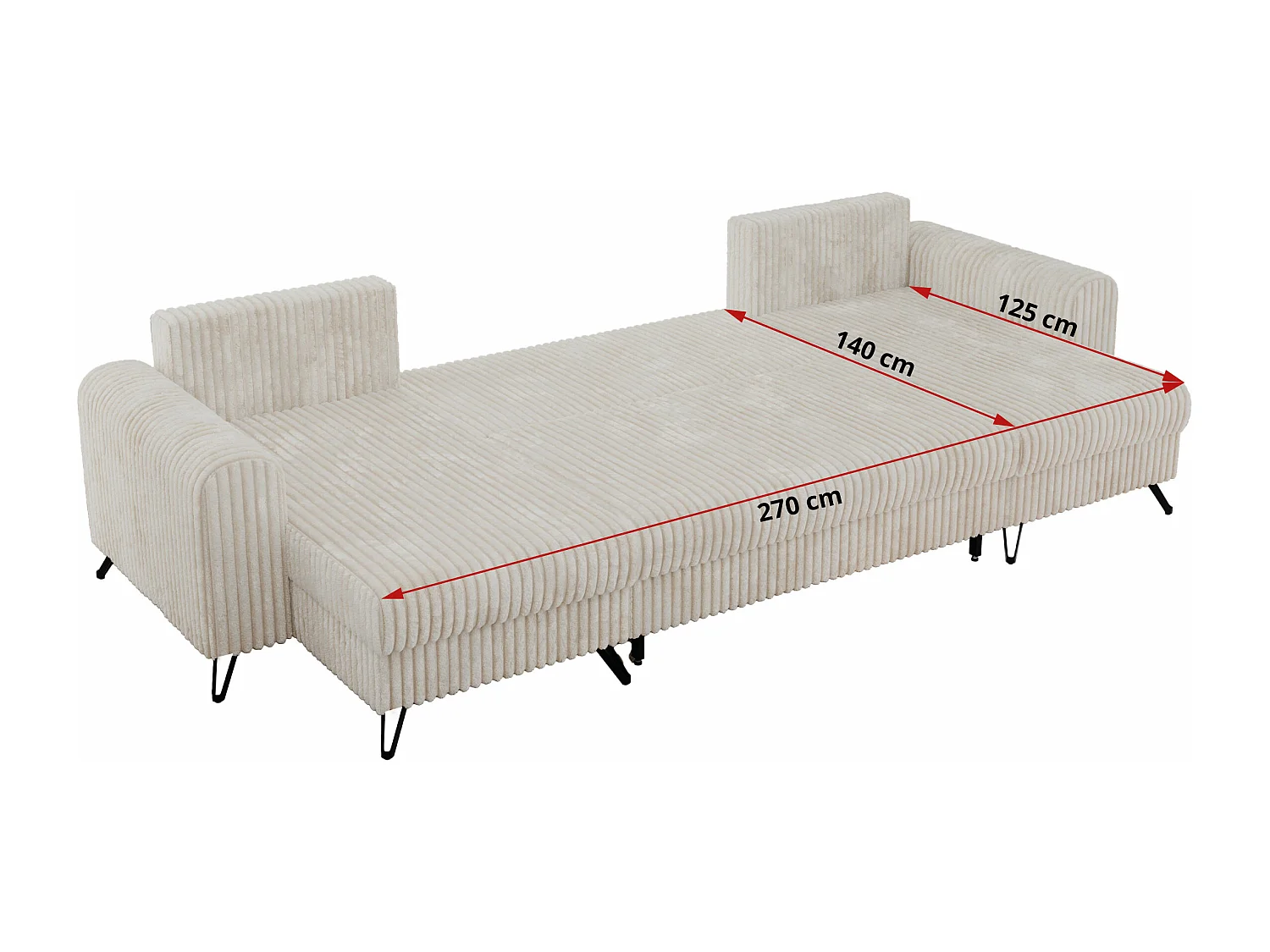 Ecksofa AXEL U, lose kissen, Ecksofa l-förmig, schlaffunktion und Bettkästen - Beige Cord