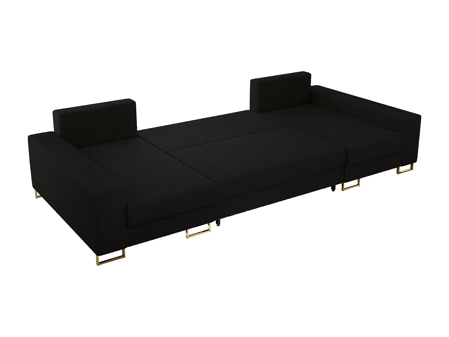 Ecksofa DORIAN U, Wohnlandschaft, Ecksofa mit Armlehnen, schlaffunktion und Bettkästen - Schwarz Boucle