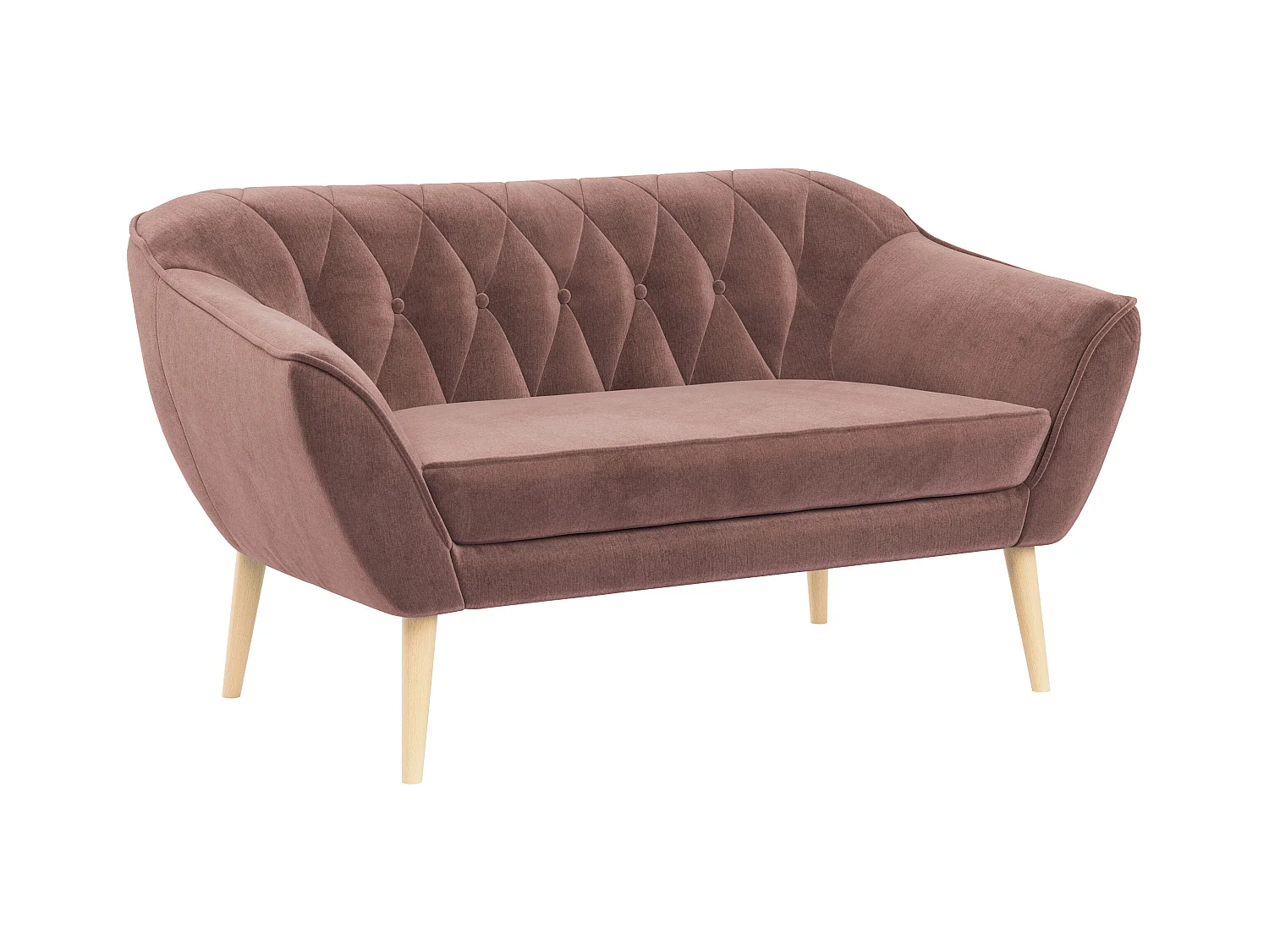 Sofa PIRS - 2-Sitzer, mit Armlehnen, Skandinavisches Design - Rosa Velvet