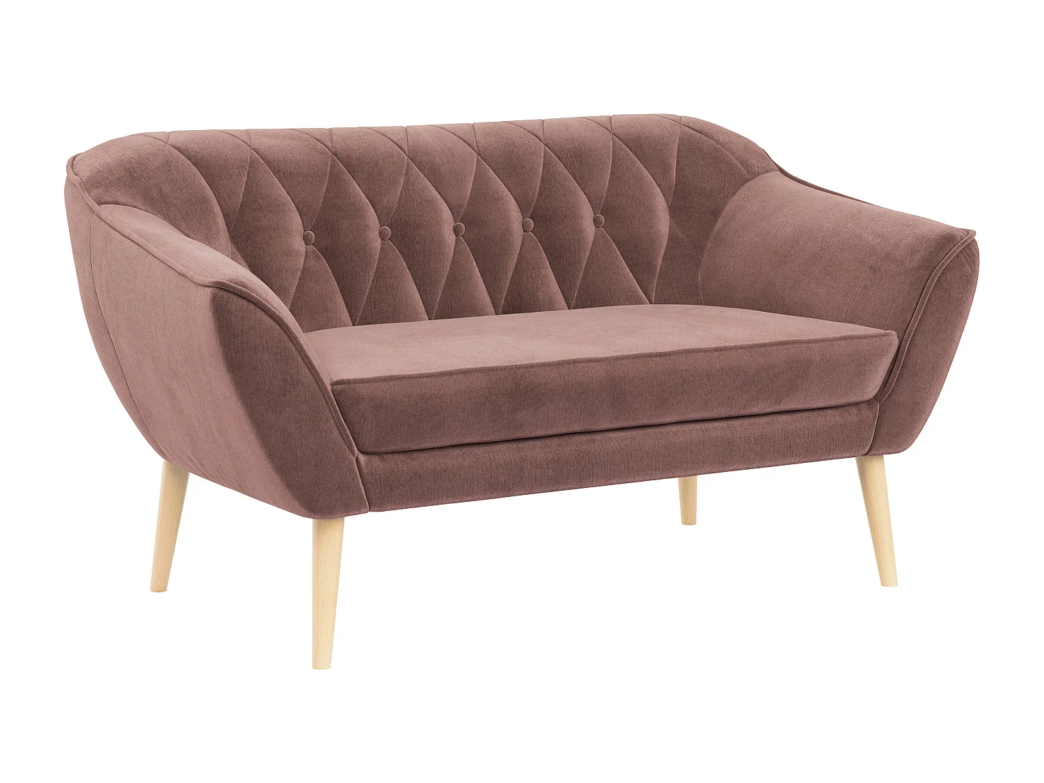 Sofa PIRS - 2-Sitzer, mit Armlehnen, Skandinavisches Design - Rosa Velvet
