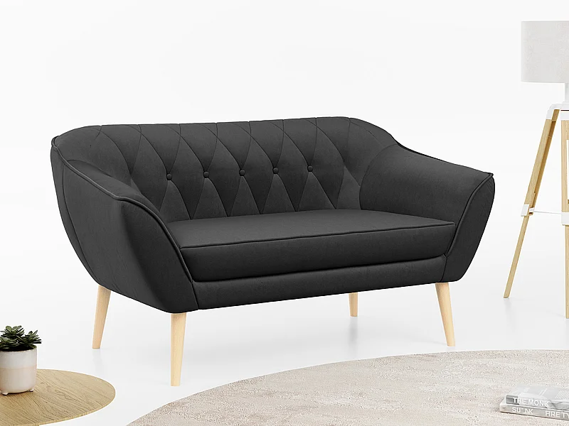 Sofa PIRS - 2-Sitzer, mit Armlehnen, Skandinavisches Design - Grau Velvet