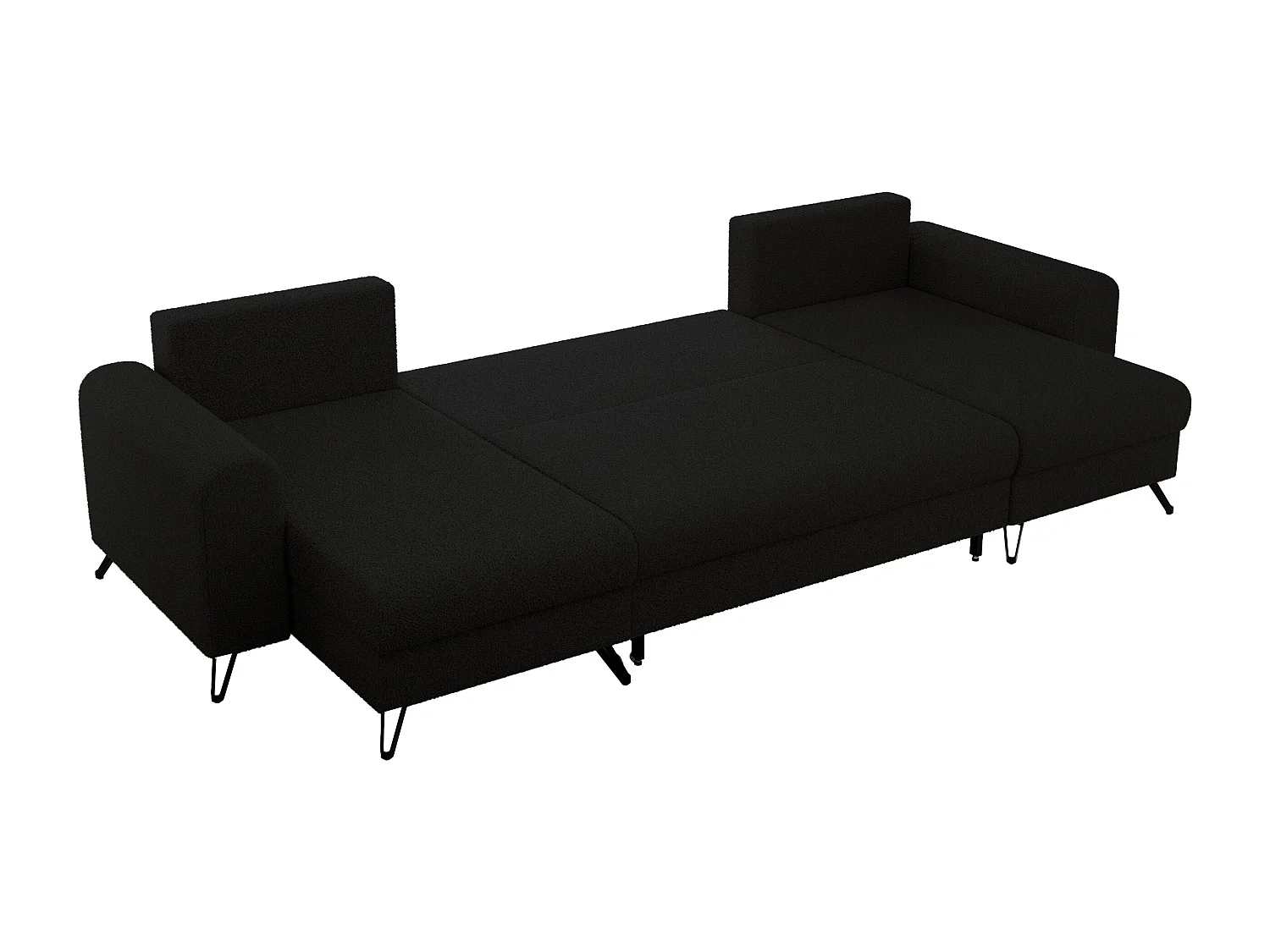 Ecksofa AXEL U, lose kissen, Ecksofa l-förmig, schlaffunktion und Bettkästen - Schwarz Boucle