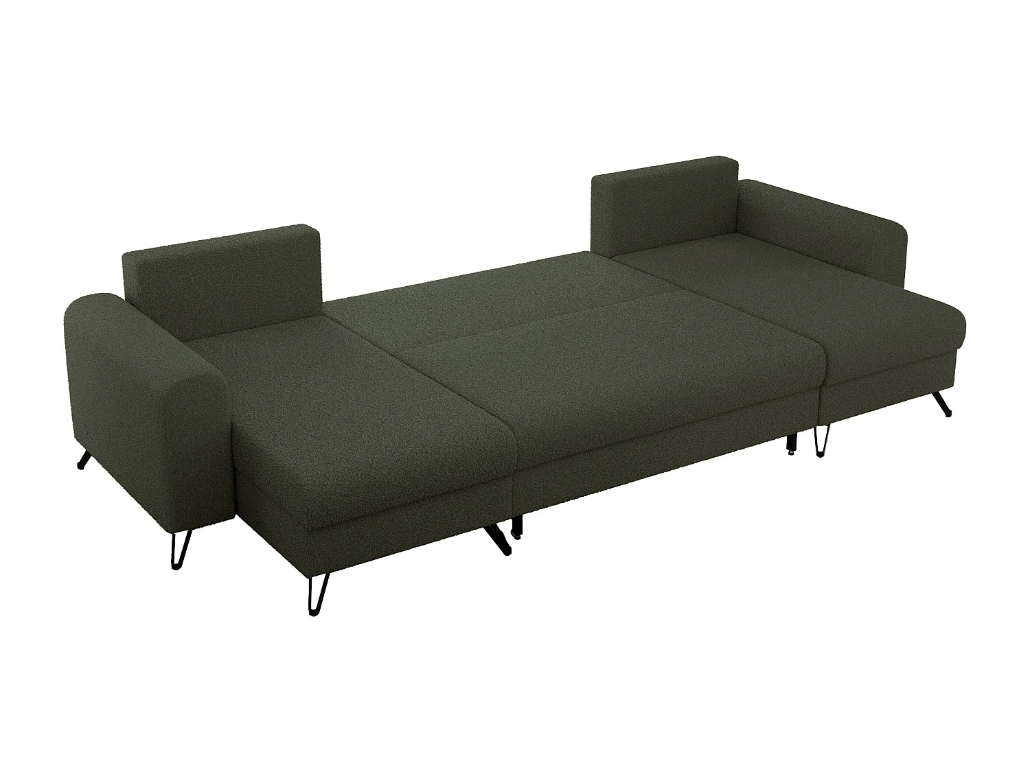 Ecksofa AXEL U, lose kissen, Ecksofa l-förmig, schlaffunktion und Bettkästen - Grün Boucle