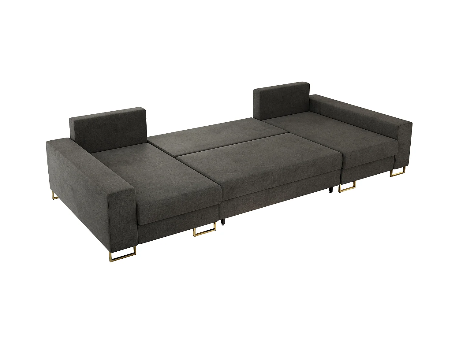 Ecksofa DORIAN U, Wohnlandschaft, Ecksofa mit Armlehnen, schlaffunktion und Bettkästen - Dunkelgrau Velvet
