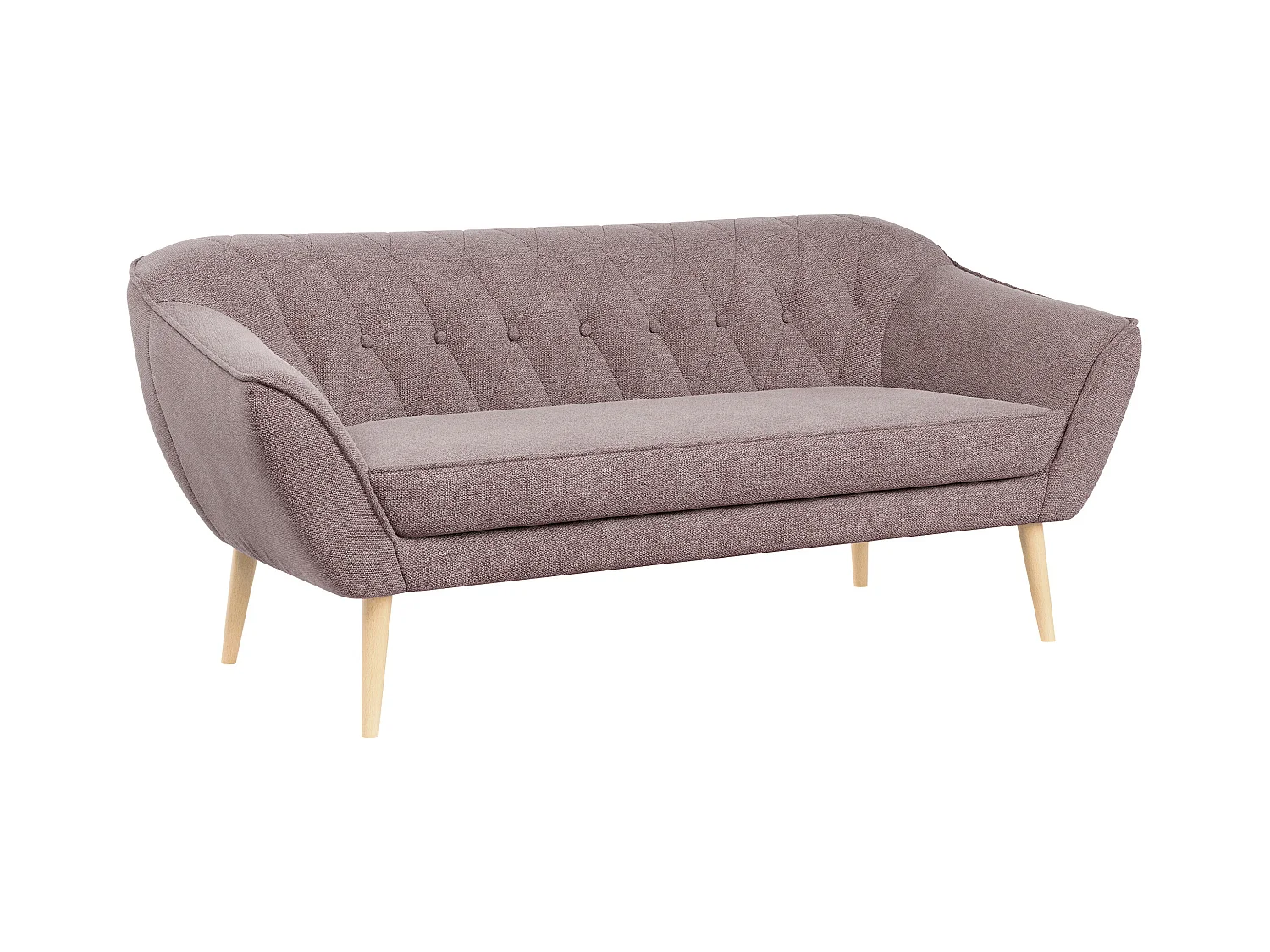 Sofa PIRS - 3-Sitzer Skandinavischer Sofa, mit Armlehnen, Holzbeine - Rosa Stukture