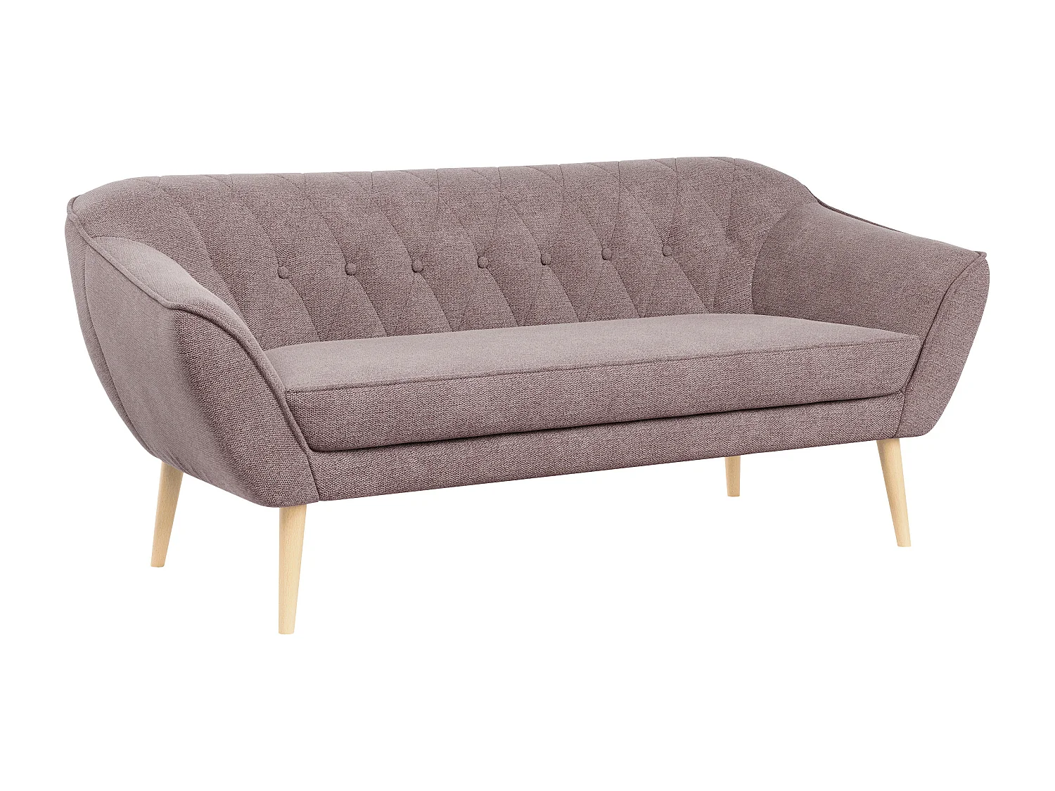 Sofa PIRS - 3-Sitzer Skandinavischer Sofa, mit Armlehnen, Holzbeine - Rosa Stukture