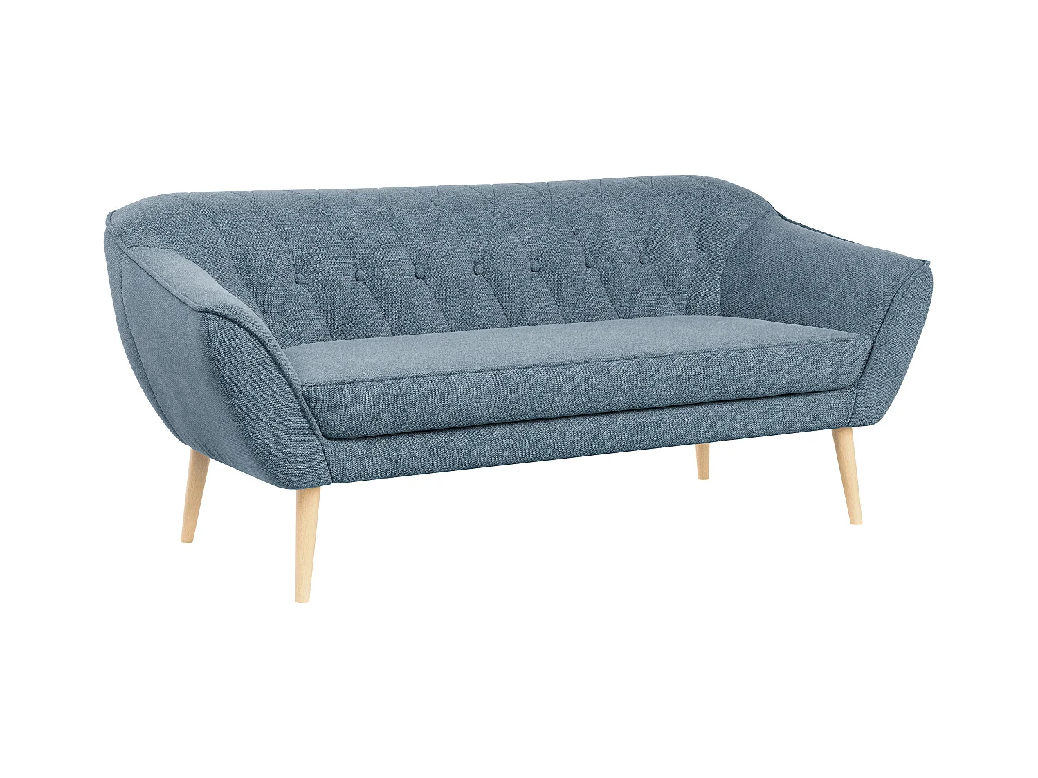 Sofa PIRS - 3-Sitzer Skandinavischer Sofa, mit Armlehnen, Holzbeine - Blau Stukture