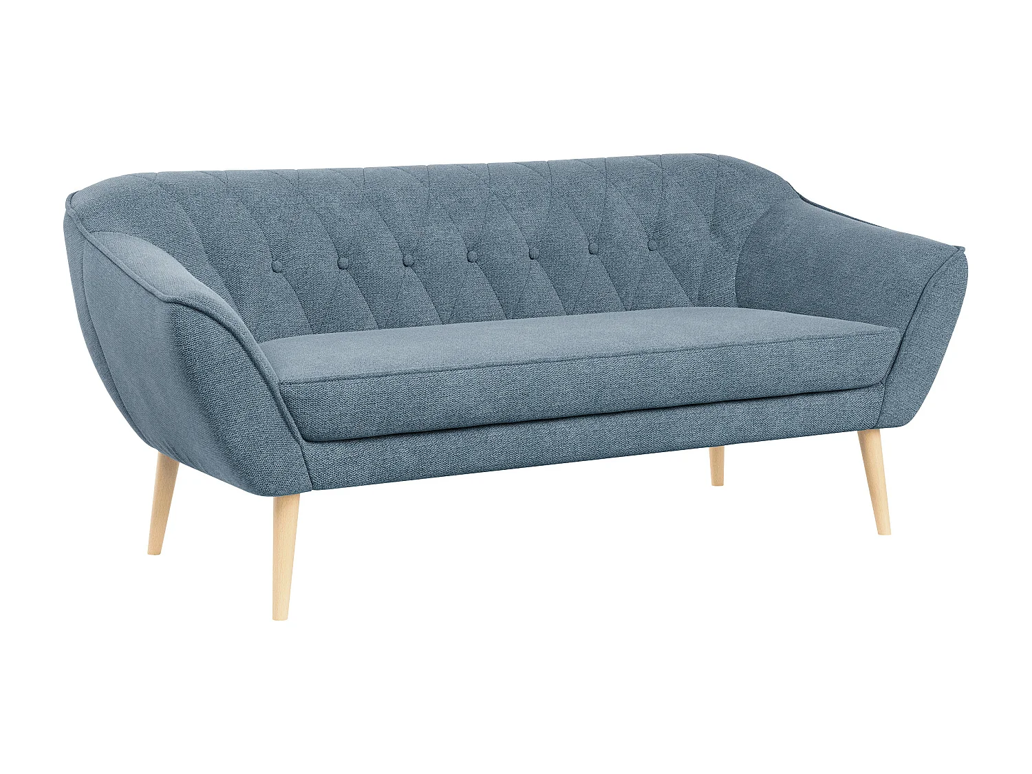 Sofa PIRS - 3-Sitzer Skandinavischer Sofa, mit Armlehnen, Holzbeine - Blau Stukture