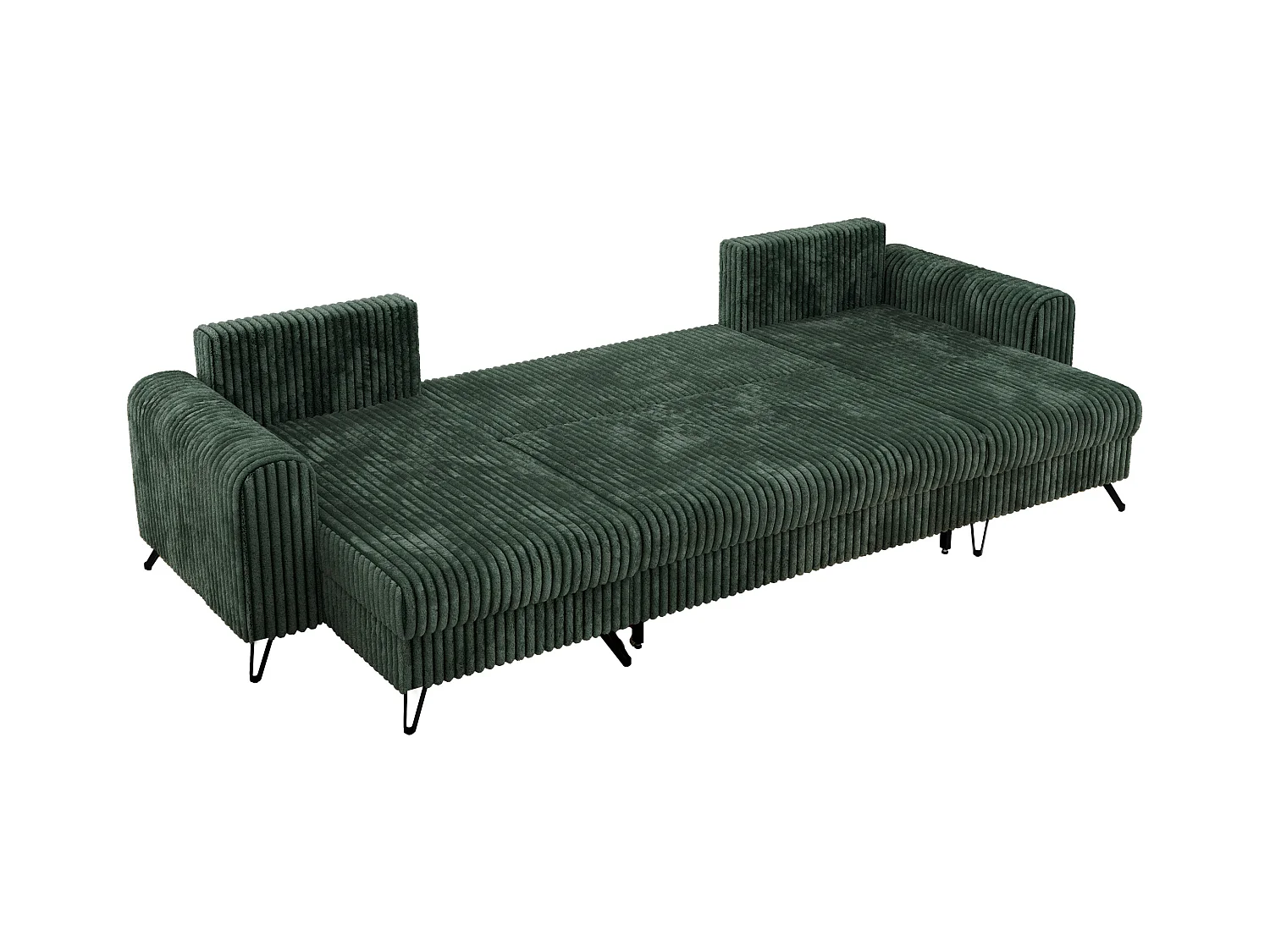 Ecksofa AXEL U, lose kissen, Ecksofa l-förmig, schlaffunktion und Bettkästen - Grün Cord