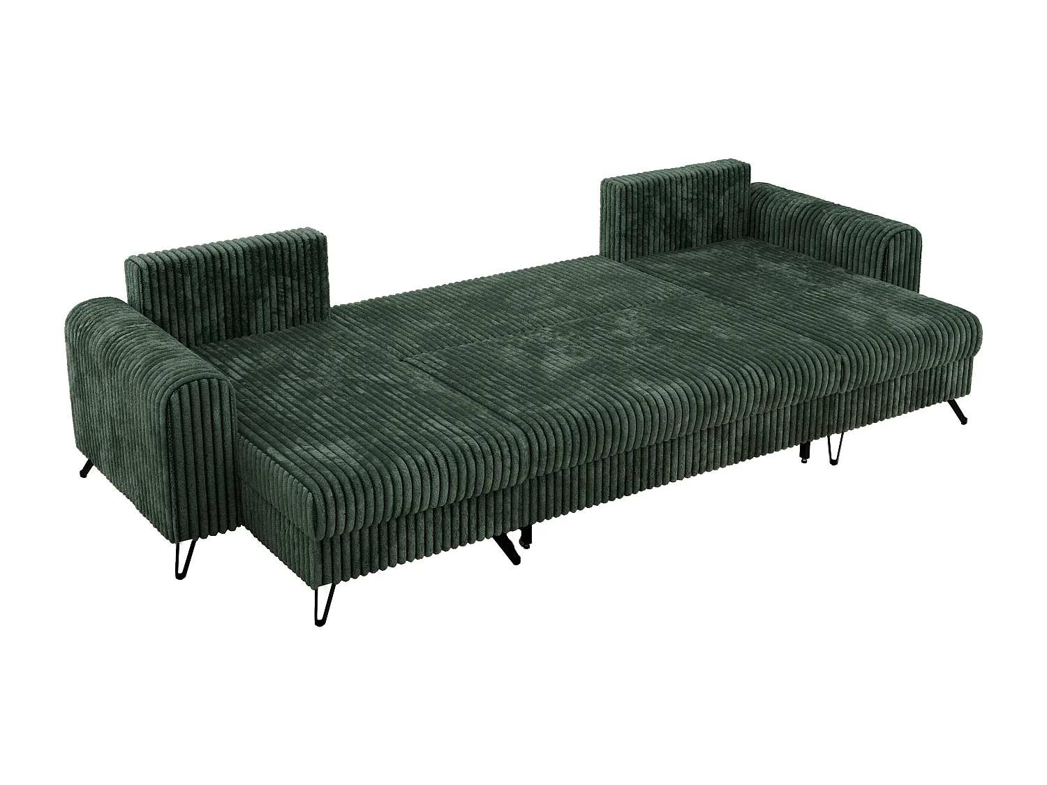 Ecksofa AXEL U, lose kissen, Ecksofa l-förmig, schlaffunktion und Bettkästen - Grün Cord