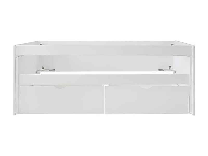 Lit enfant gigogne avec tiroirs en bois de pin massif coloris blanc - Hauteur 72 x largeur 195 x profondeur 96 cm