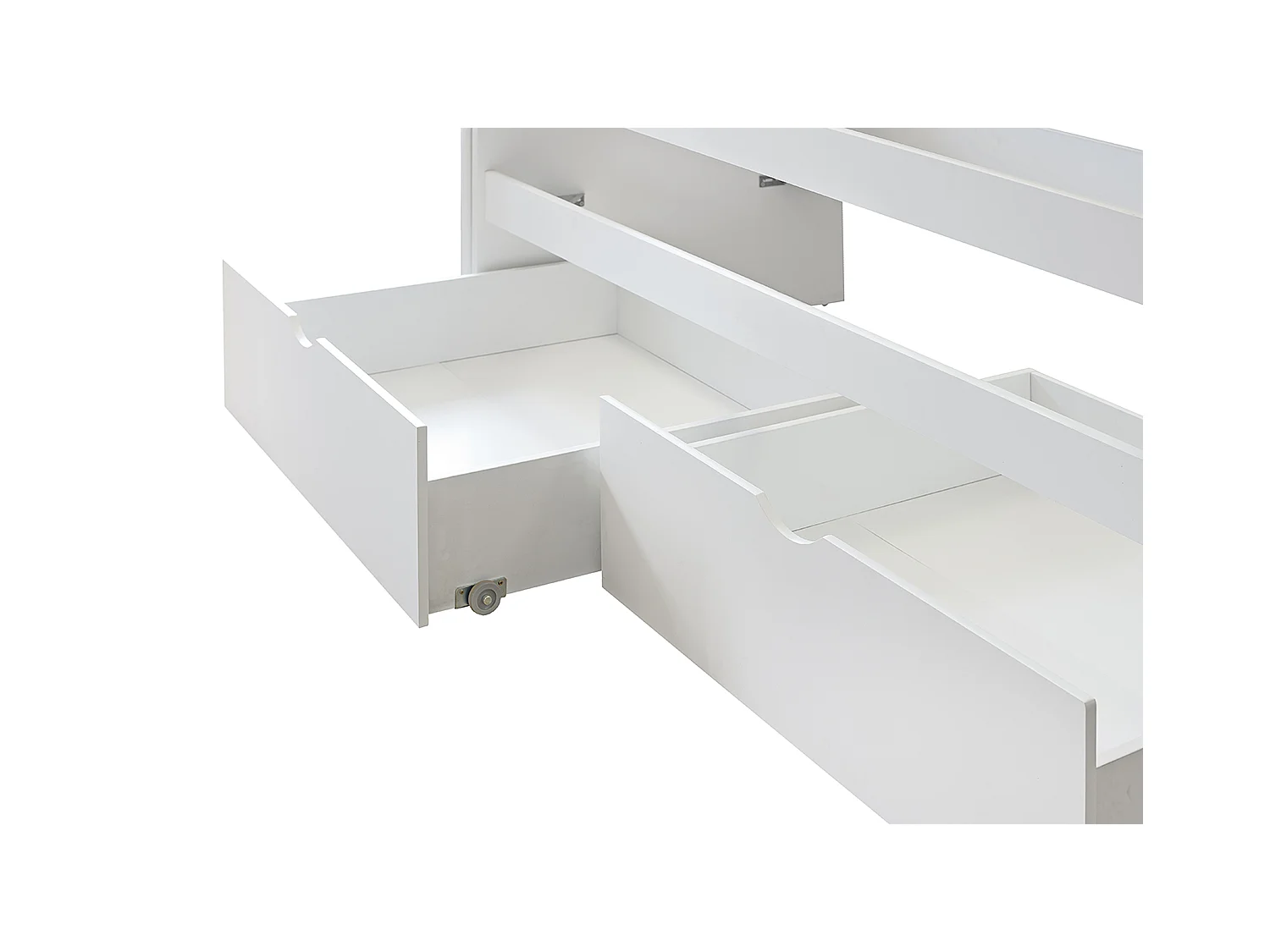 Lit enfant gigogne avec tiroirs en bois de pin massif coloris blanc - Hauteur 72 x largeur 195 x profondeur 96 cm