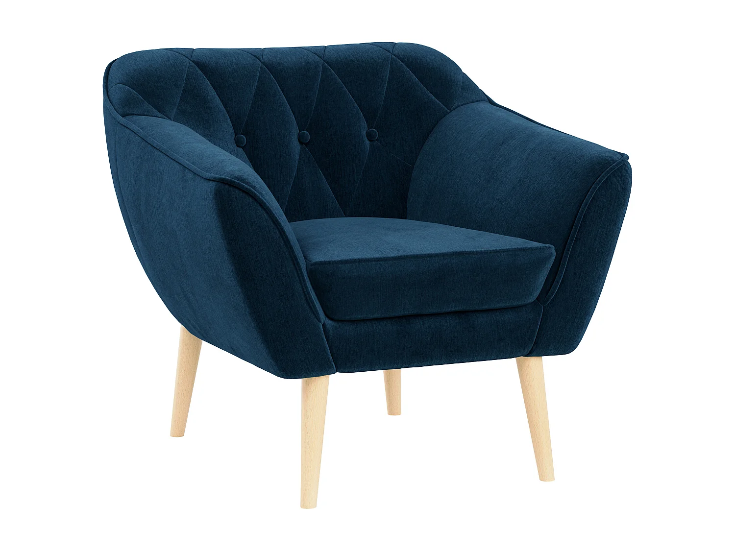 Sessel PIRS - 1-Sitzer, Skandinavisches Design, hoche Holzbeine - Dunkelblau Velvet