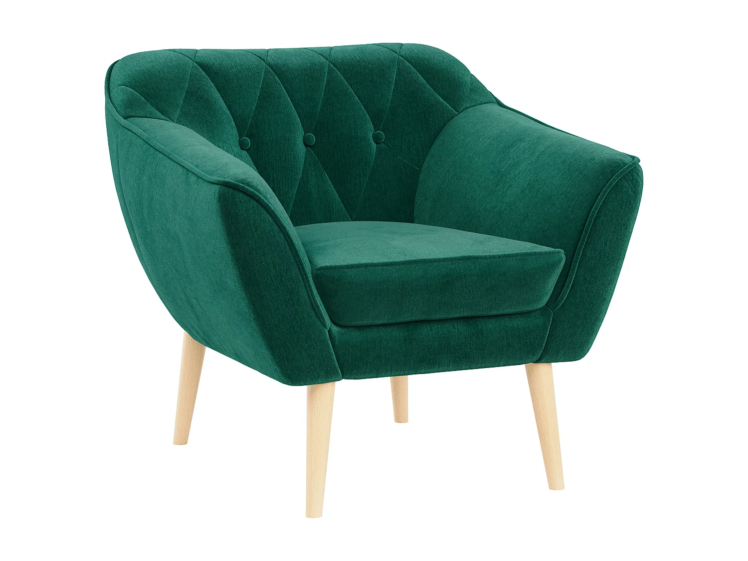 Sessel PIRS - 1-Sitzer, Skandinavisches Design, hoche Holzbeine - Dunkelgrün Velvet