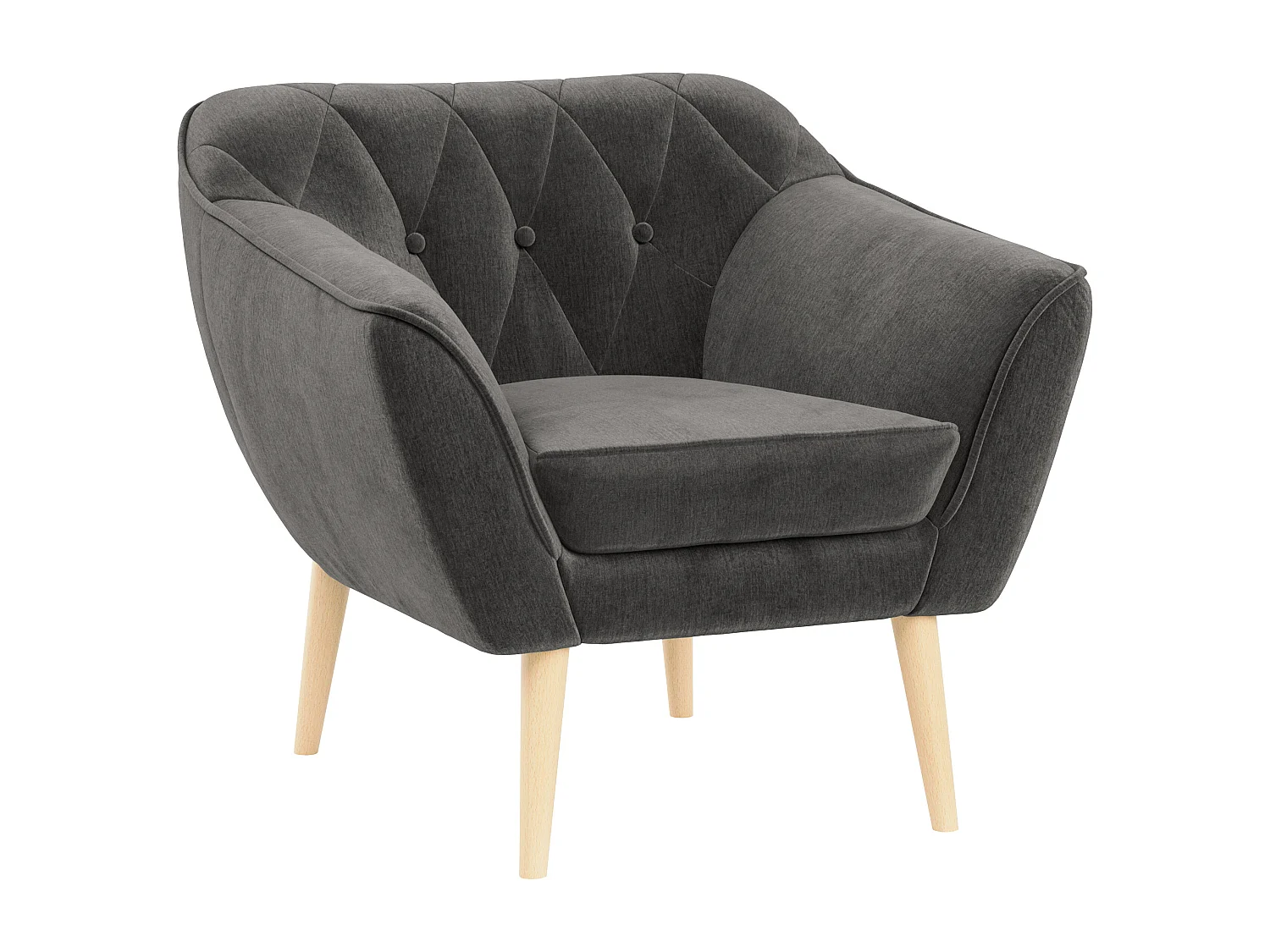 Sessel PIRS - 1-Sitzer, Skandinavisches Design, hoche Holzbeine - Grau Velvet