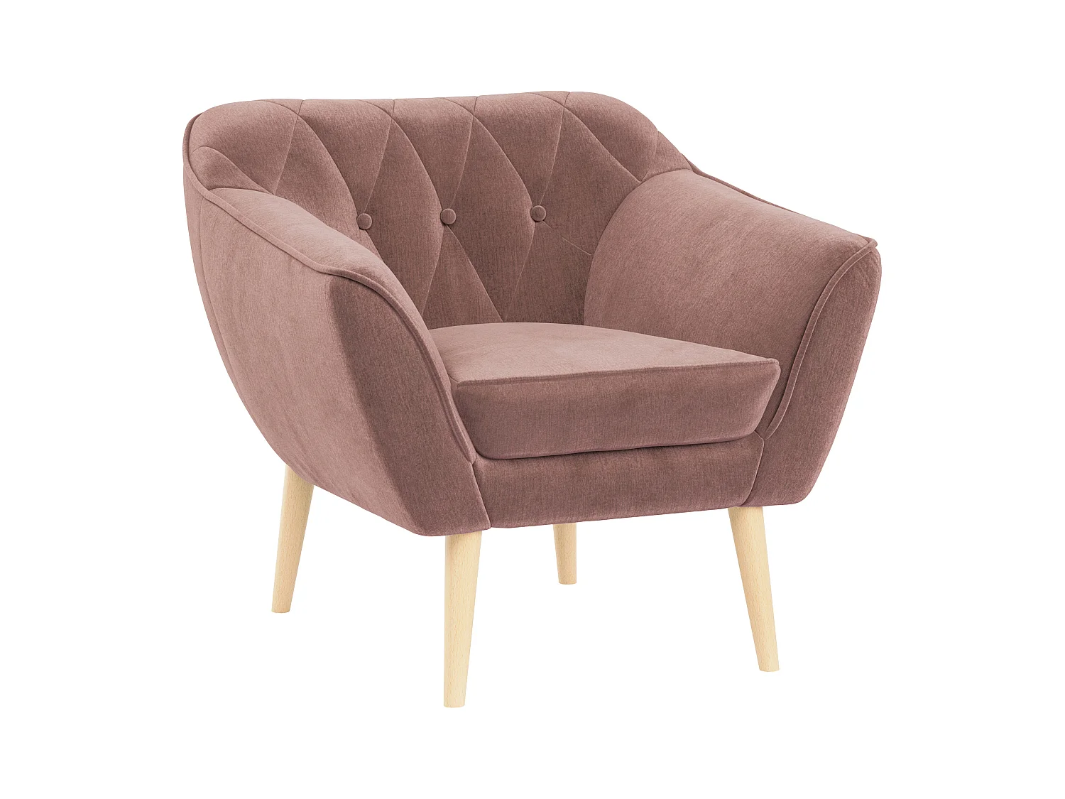 Sessel PIRS - 1-Sitzer, Skandinavisches Design, hoche Holzbeine - Rosa Velvet