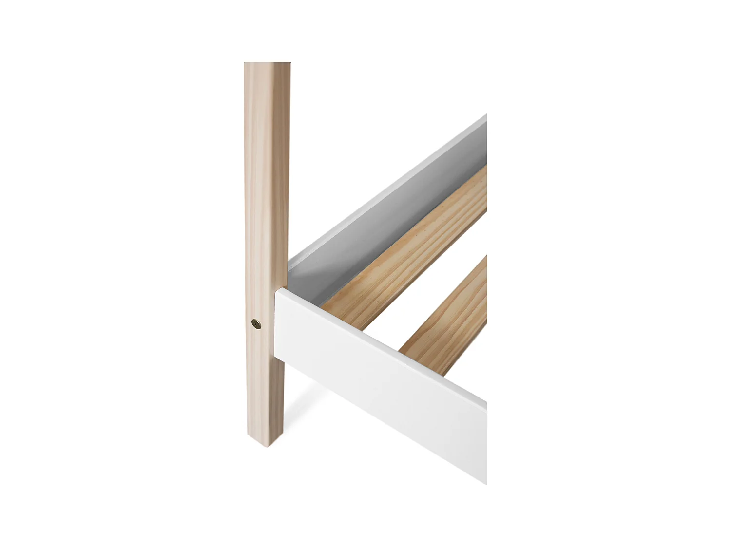 Lit cabane enfant en bois de pin massif coloris blanc, naturel - Hauteur 168,60 x largeur 195,5 x profondeur 96,60 cm