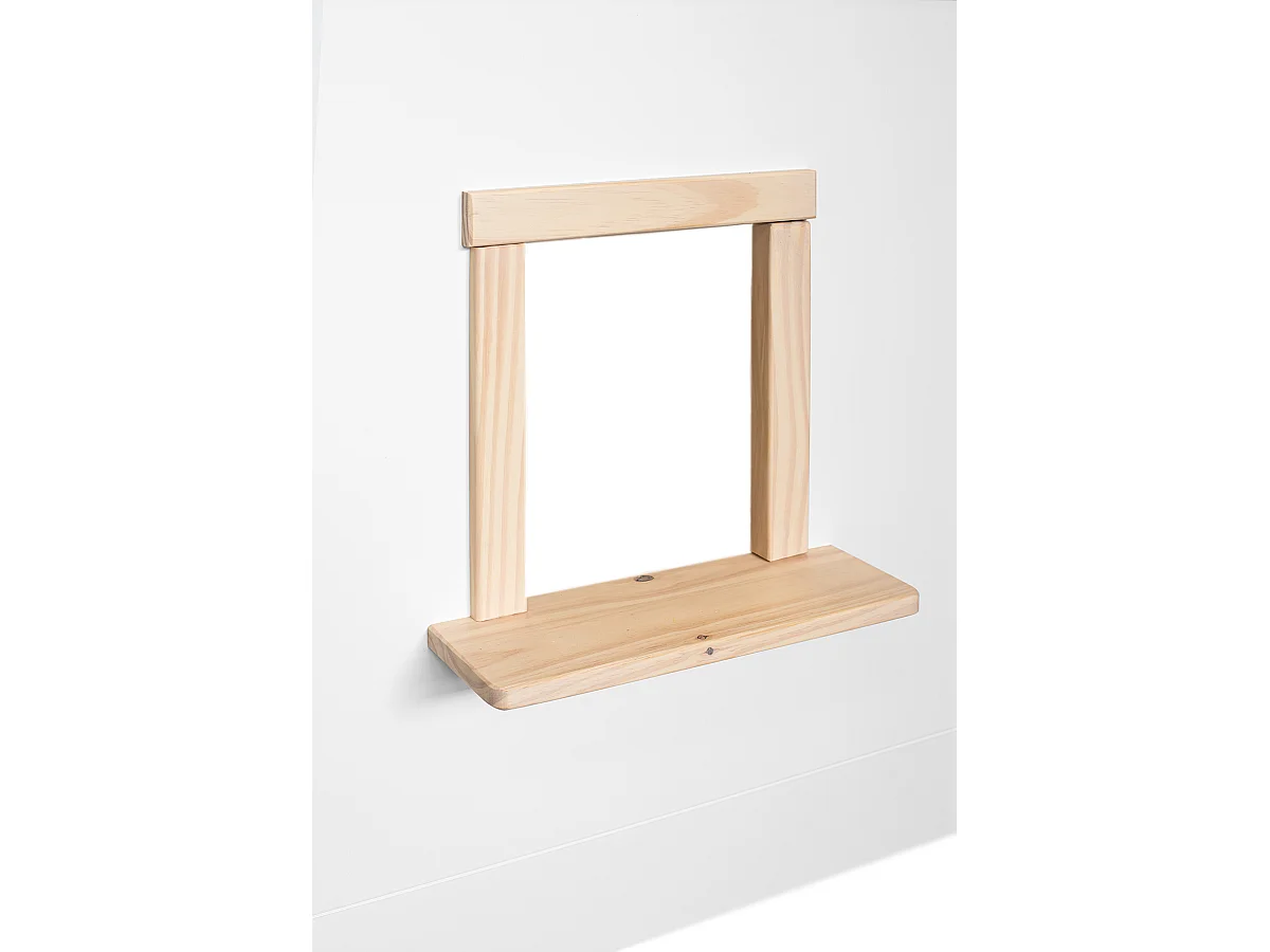 Lit cabane enfant en bois de pin massif coloris blanc, naturel - Hauteur 168,60 x largeur 195,5 x profondeur 96,60 cm