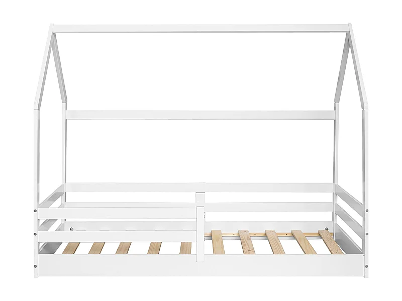 Lit cabane enfant en bois de pin massif coloris blanc - Hauteur 150,3 x largeur 195 x profondeur 96,60 cm