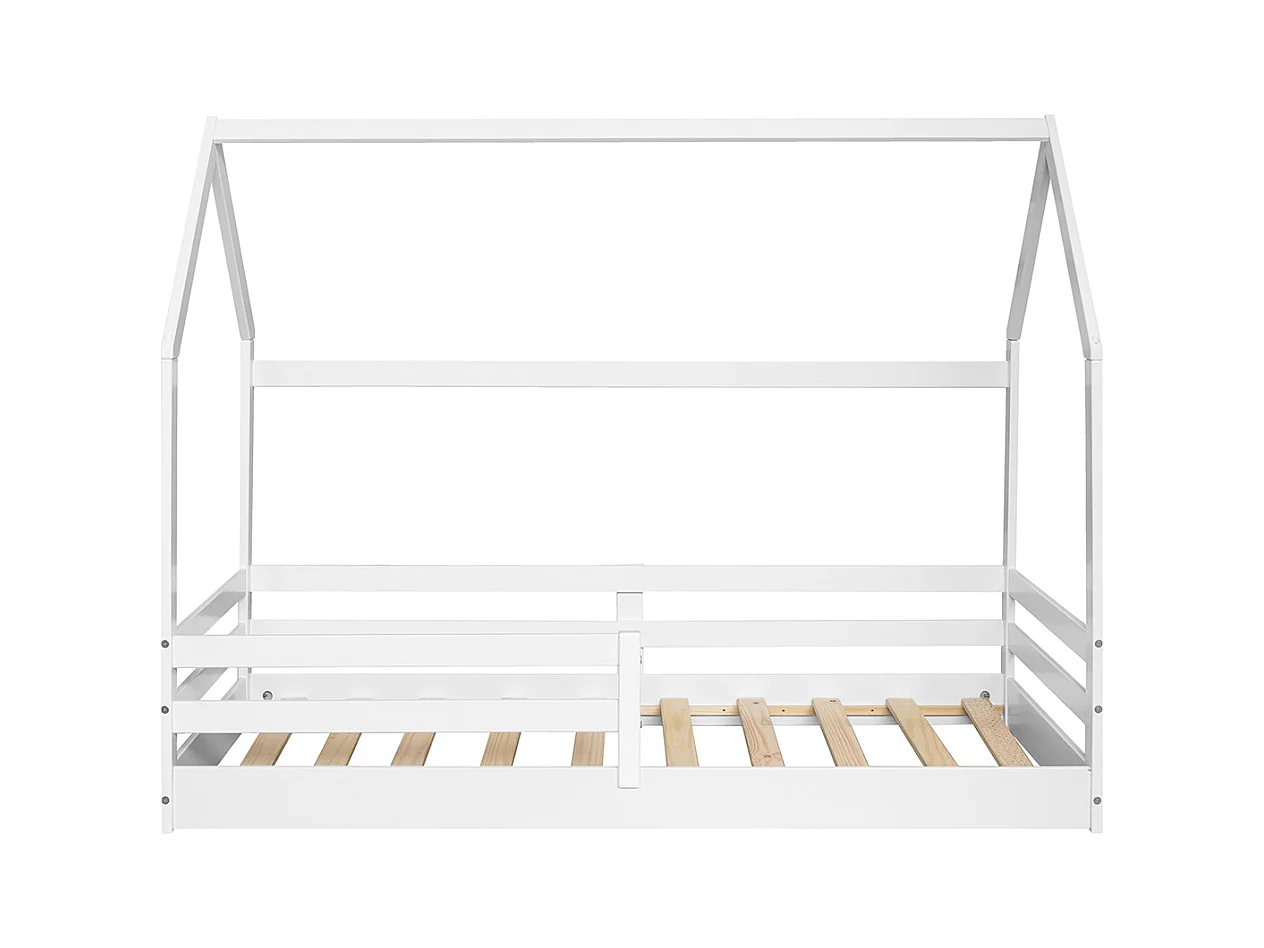 Lit cabane enfant en bois de pin massif coloris blanc - Hauteur 150,3 x largeur 195 x profondeur 96,60 cm