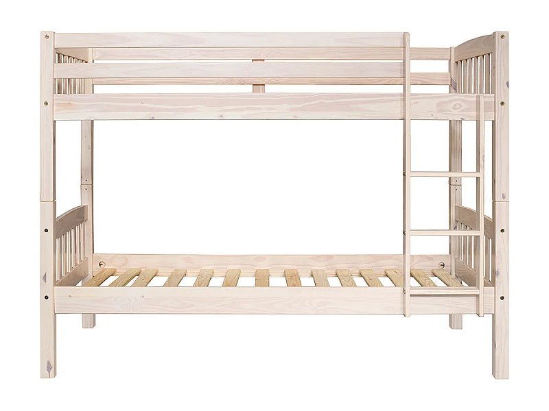 Lit enfant superposé en bois de pin massif coloris naturel - Hauteur 156 x largeur 205 x profondeur 100 cm