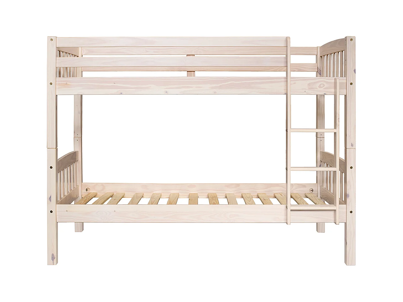Lit enfant superposé en bois de pin massif coloris naturel - Hauteur 156 x largeur 205 x profondeur 100 cm
