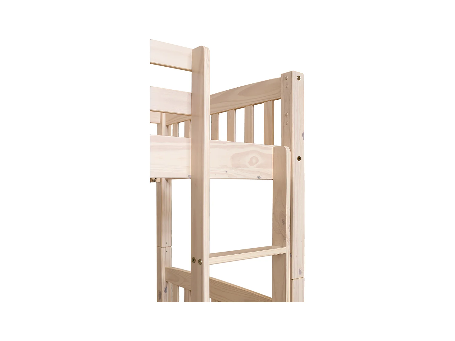 Lit enfant superposé en bois de pin massif coloris naturel - Hauteur 156 x largeur 205 x profondeur 100 cm