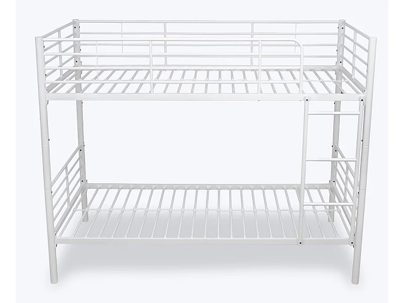 Lit enfant superposé en métal coloris blanc - Hauteur 160 x largeur 199 x profondeur 96,50 cm
