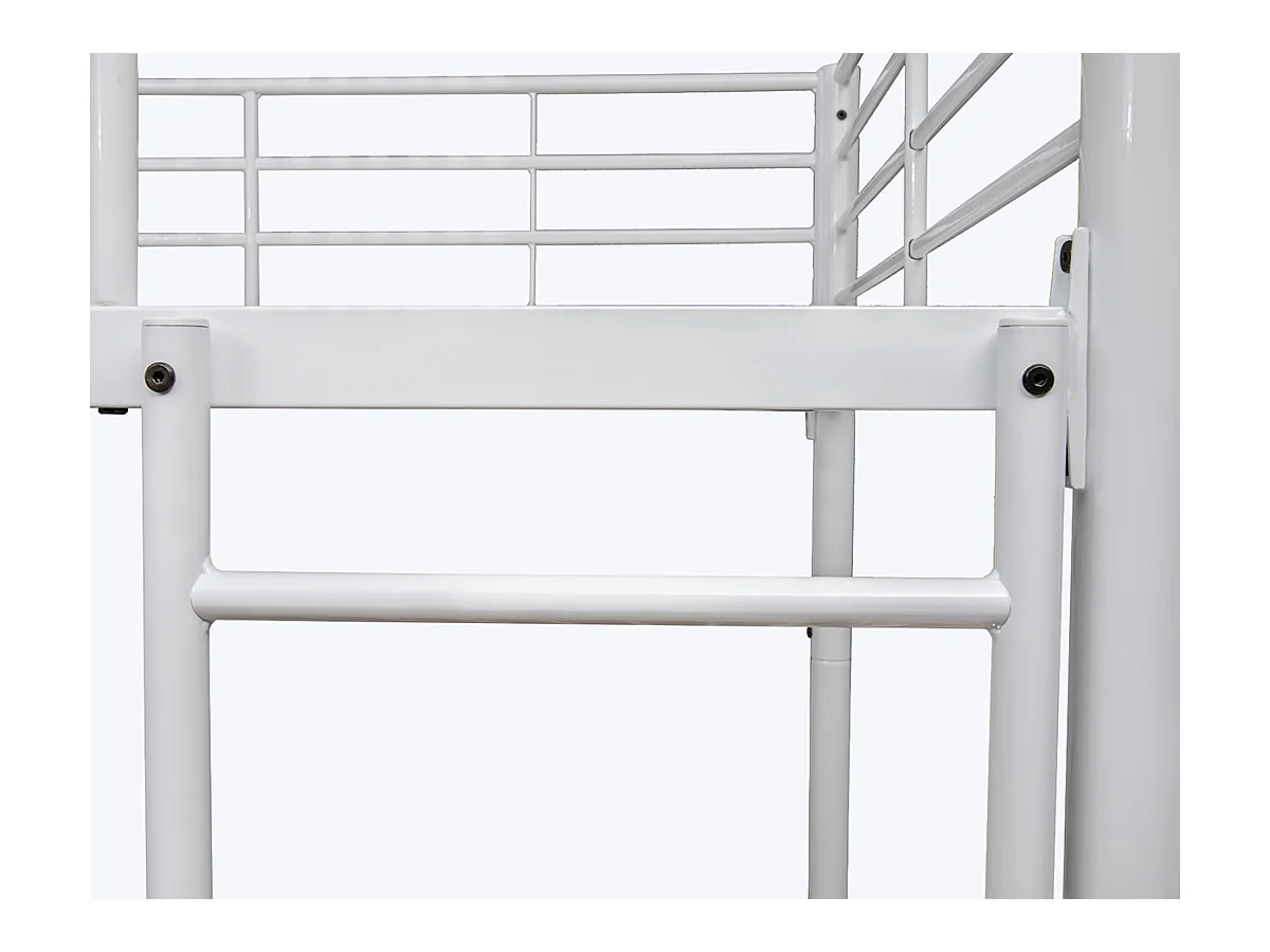 Lit enfant superposé en métal coloris blanc - Hauteur 160 x largeur 199 x profondeur 96,50 cm