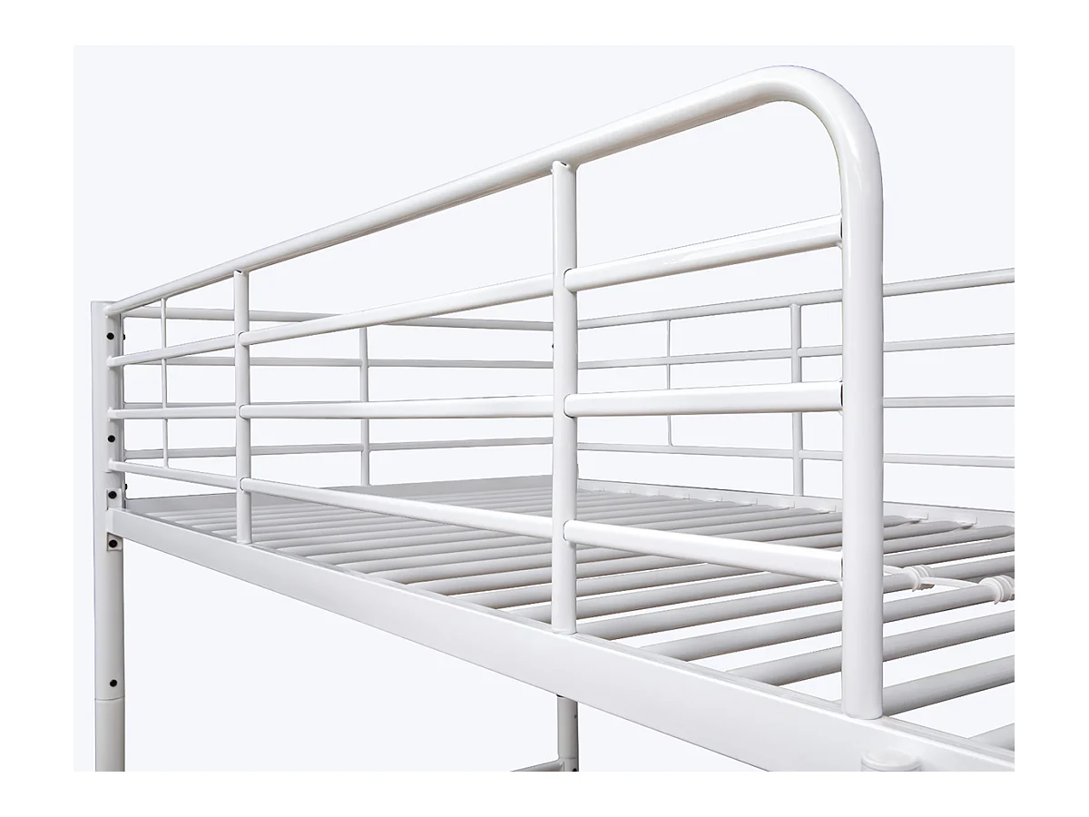 Lit enfant superposé en métal coloris blanc - Hauteur 160 x largeur 199 x profondeur 96,50 cm