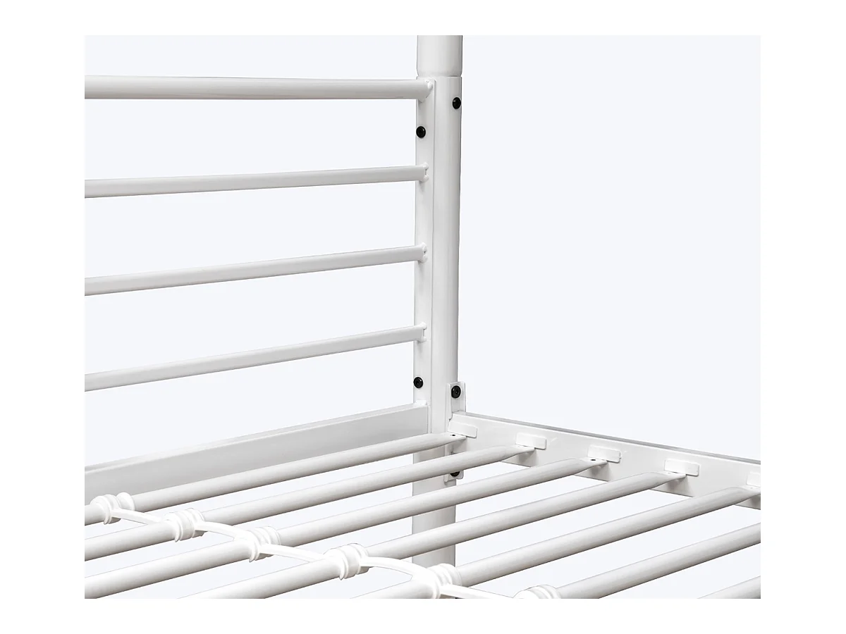 Lit enfant superposé en métal coloris blanc - Hauteur 160 x largeur 199 x profondeur 96,50 cm