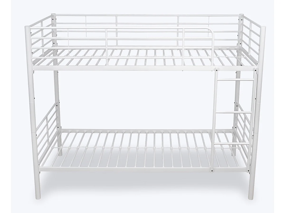 Lit enfant superposé en métal coloris blanc - Hauteur 160 x largeur 199 x profondeur 96,50 cm